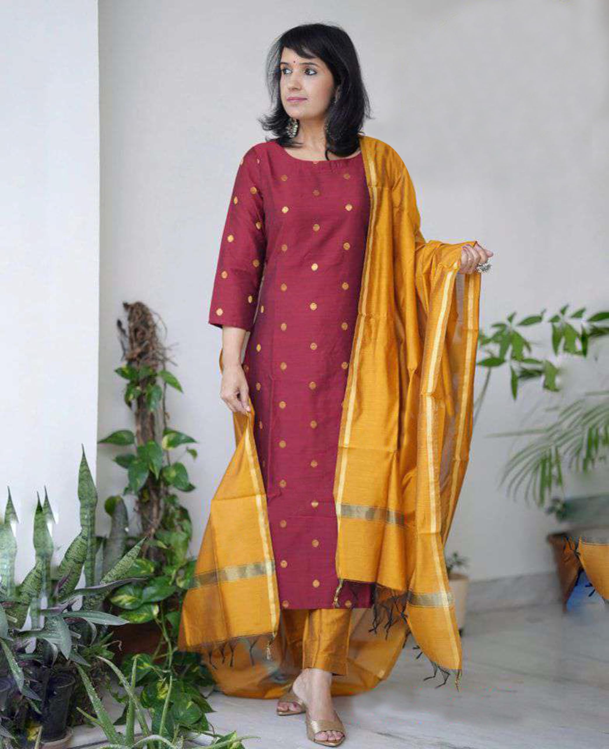 GoSriKi Maroon Rayon Kurta Set for Women - Image 4