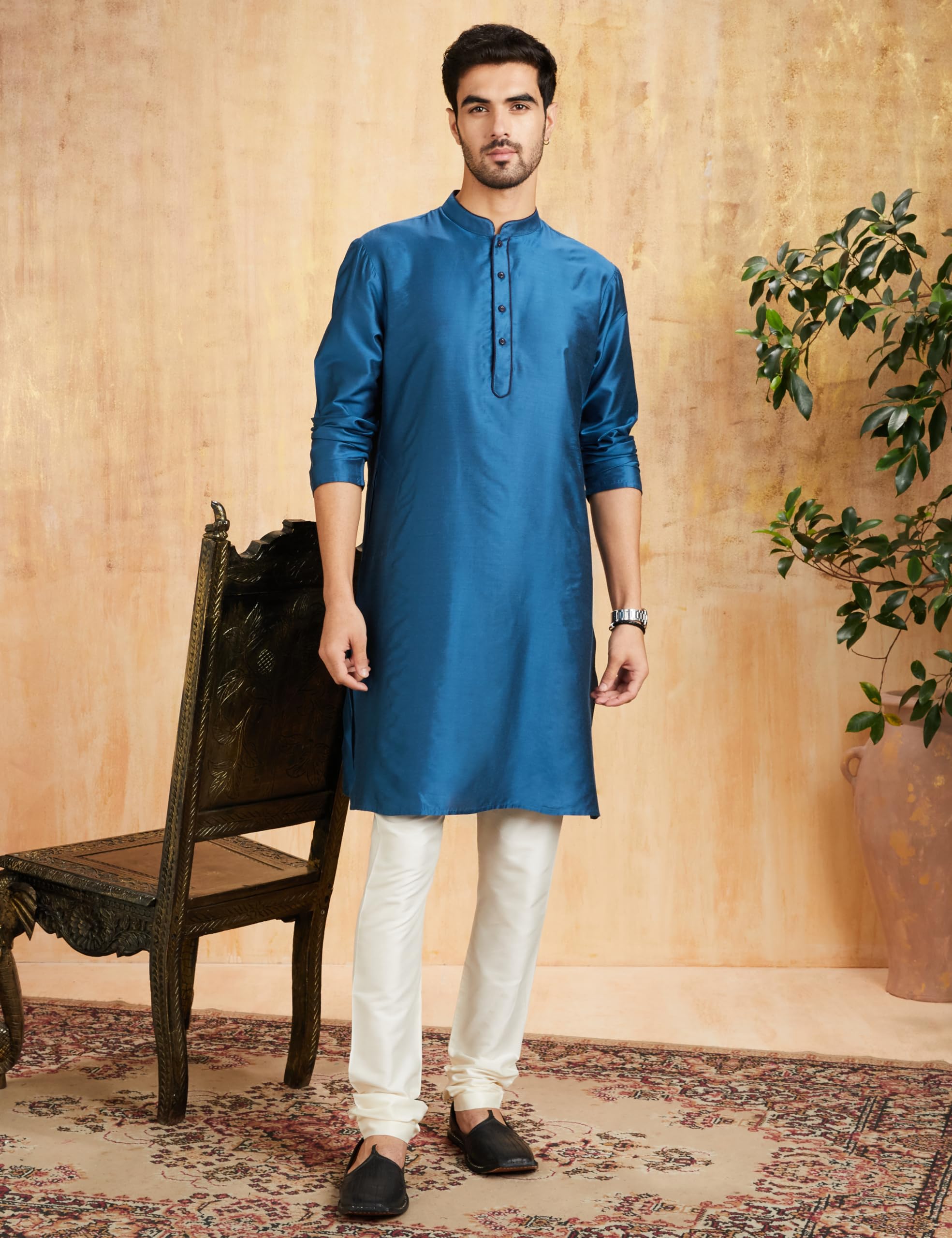 Amazon Men's Rayon Blend Kurta - Blue - Image 3