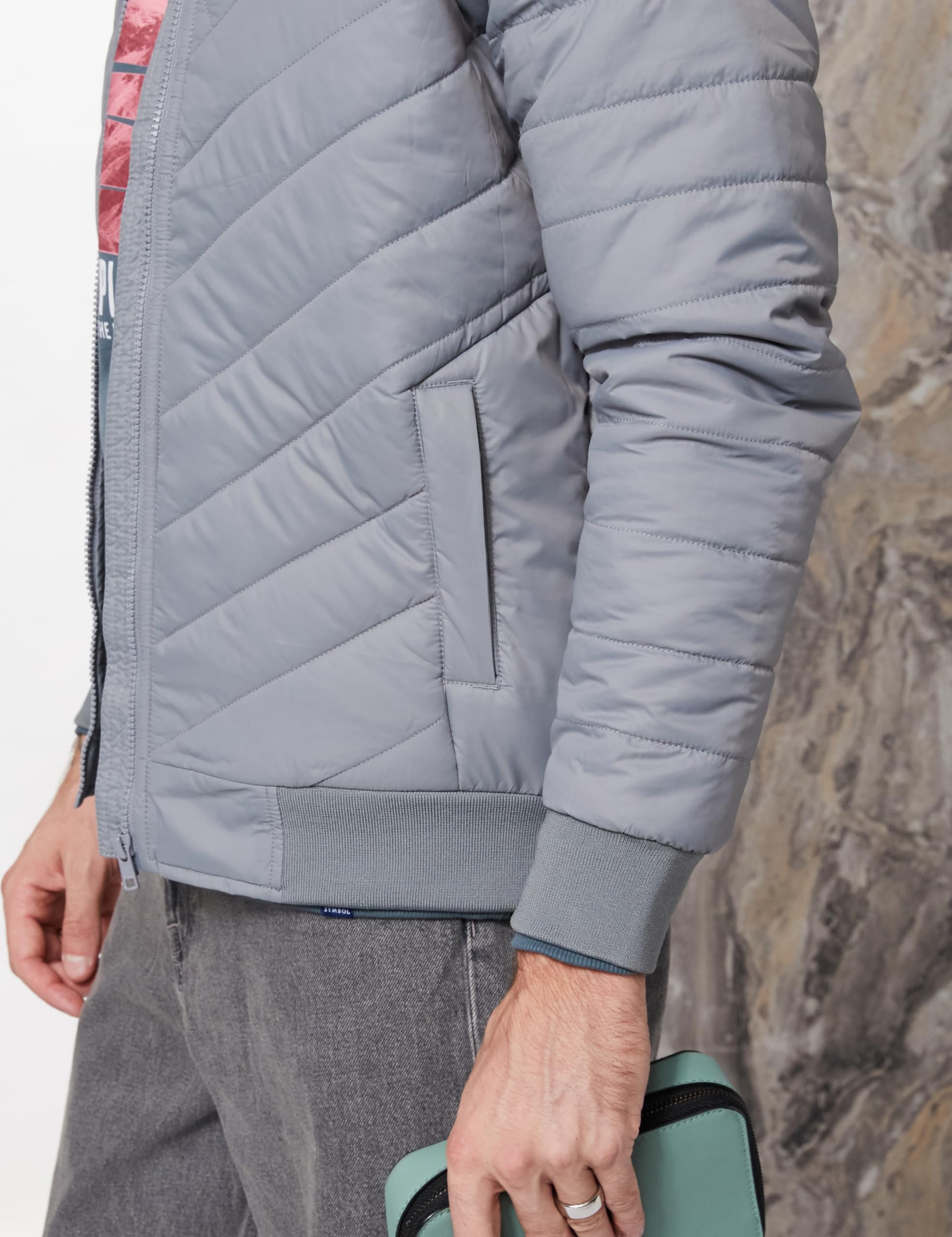 Amazon Men Band Collar Jacket Grey - Image 5