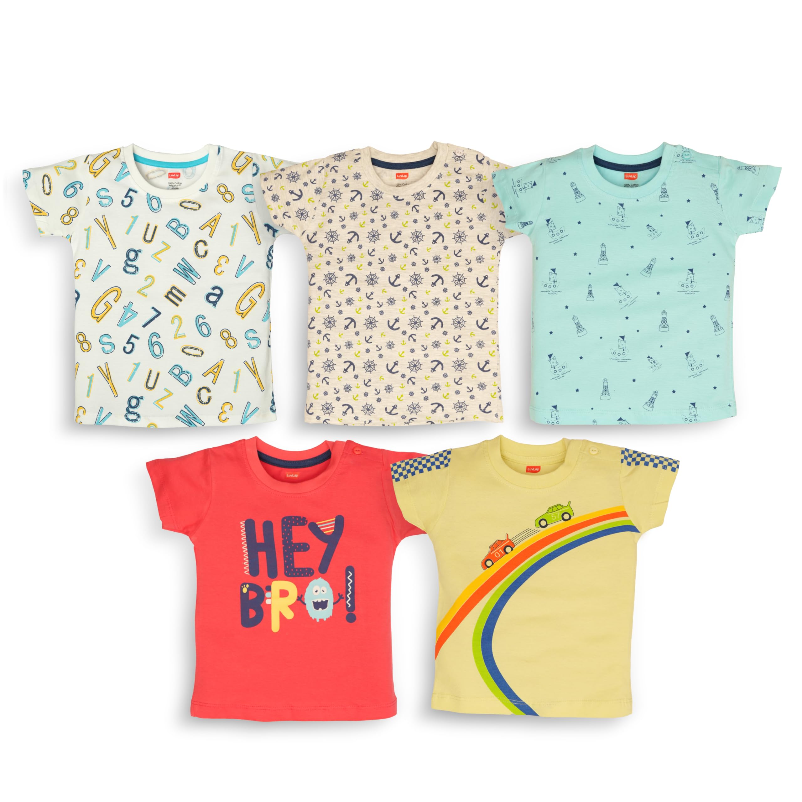 LuvLap Boys Cotton T-Shirt - Multicolour
