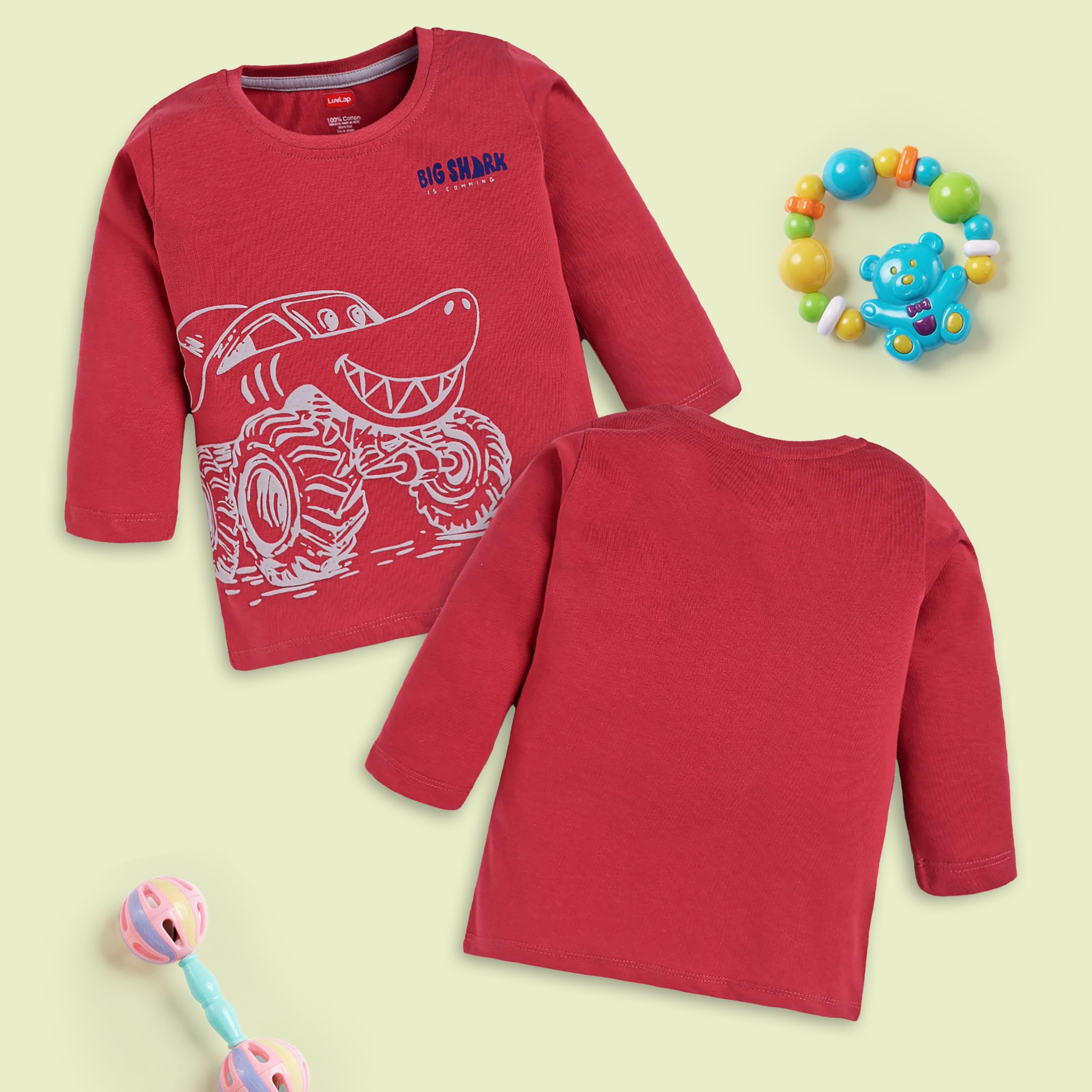 LuvLap Boys Cotton Full Sleeve T-Shirts - Multicolor - Image 2