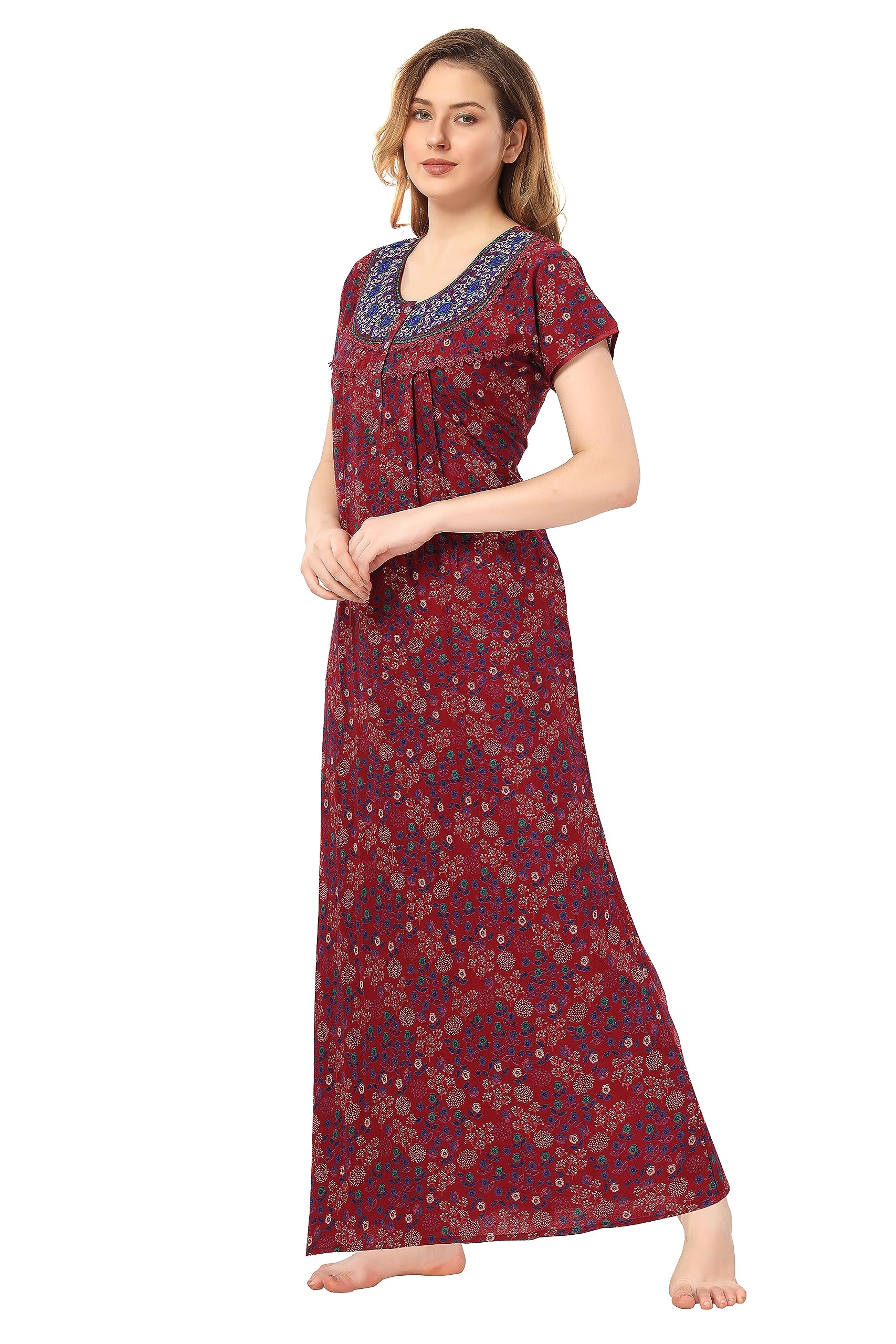 Soulemo Womens Maxi Nighty - Maroon - Image 5