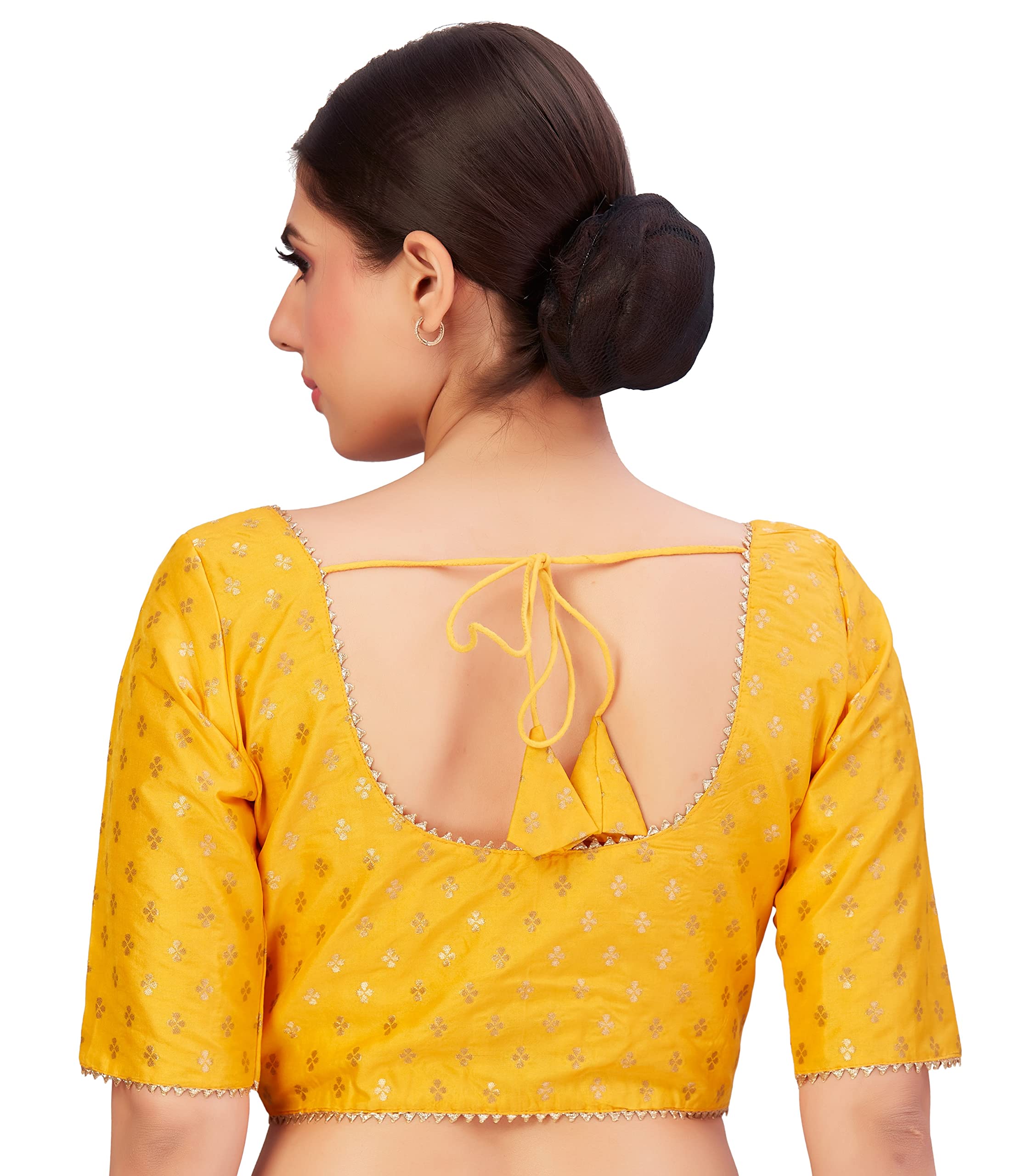 Studio Shringaar Yellow Banarasi Brocade Saree Blouse - Image 2