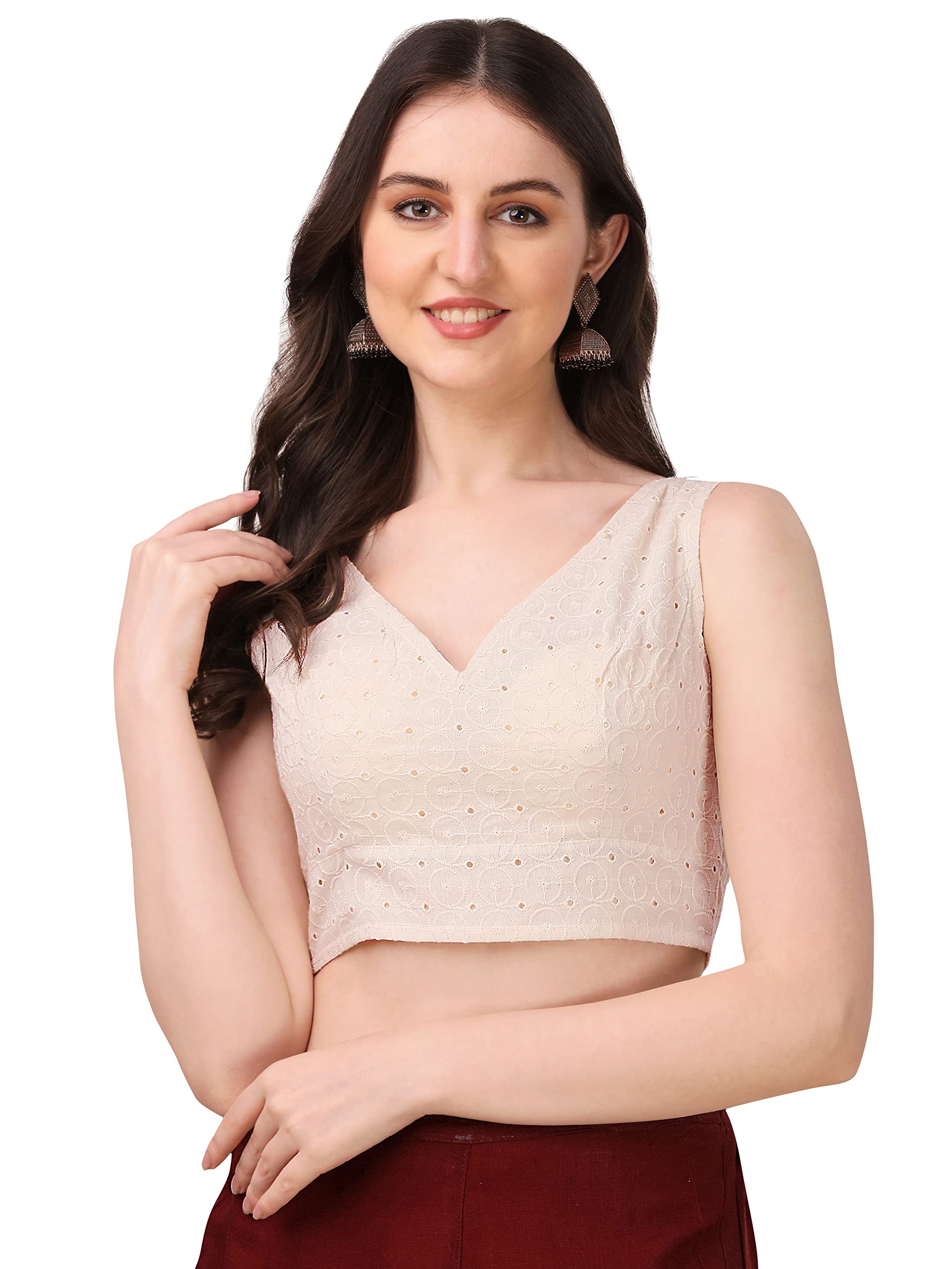 OOMPH Womens Cotton Blouse - Sleeveless V-Neck