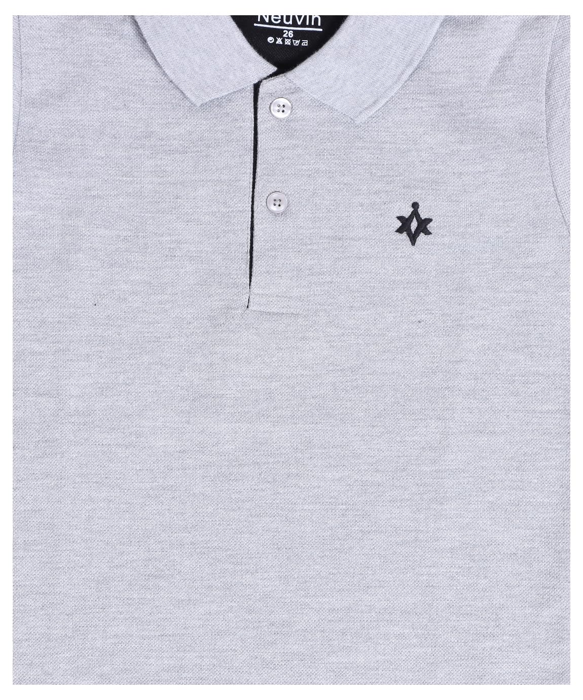 NeuVin Grey Cotton Polo T-Shirt for Boys - Image 2