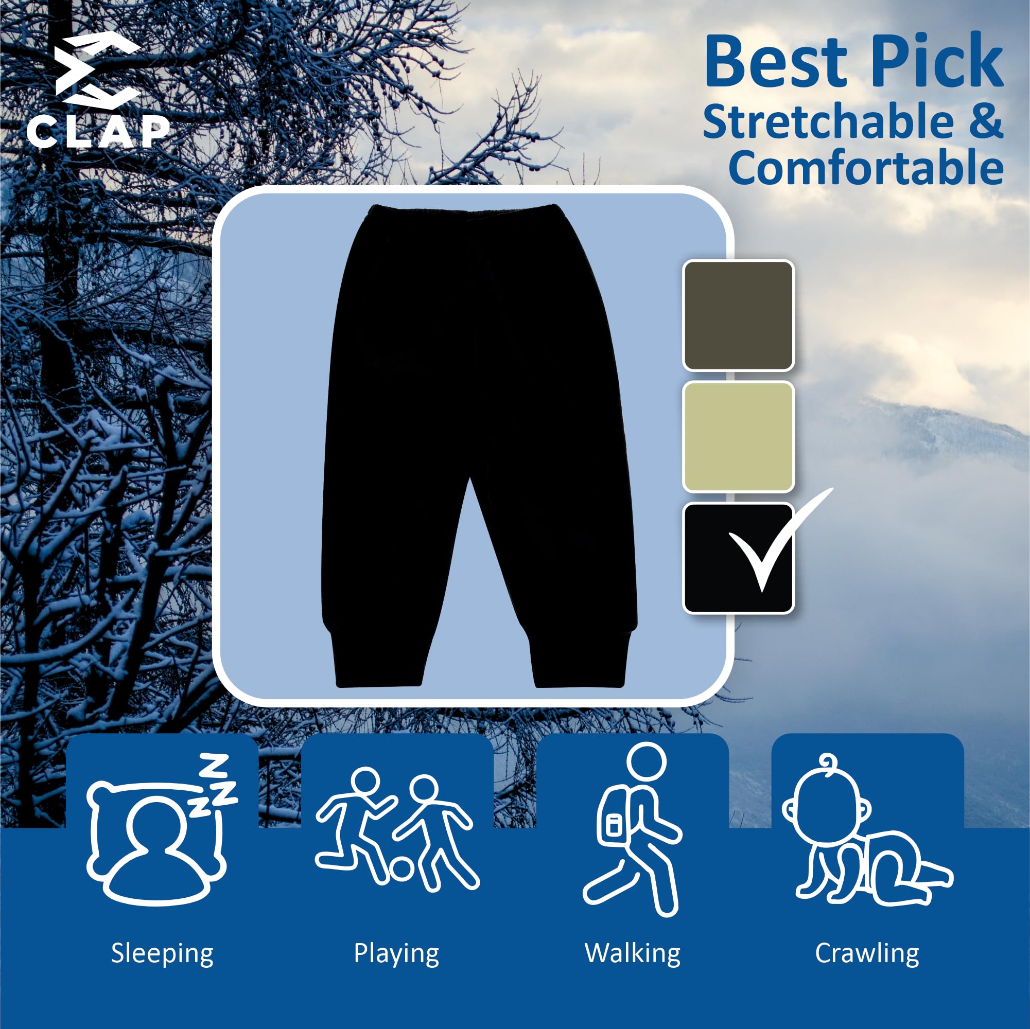 CLAP Unisex Baby Winter Pants Fleece Warm - Multicolor - Image 5