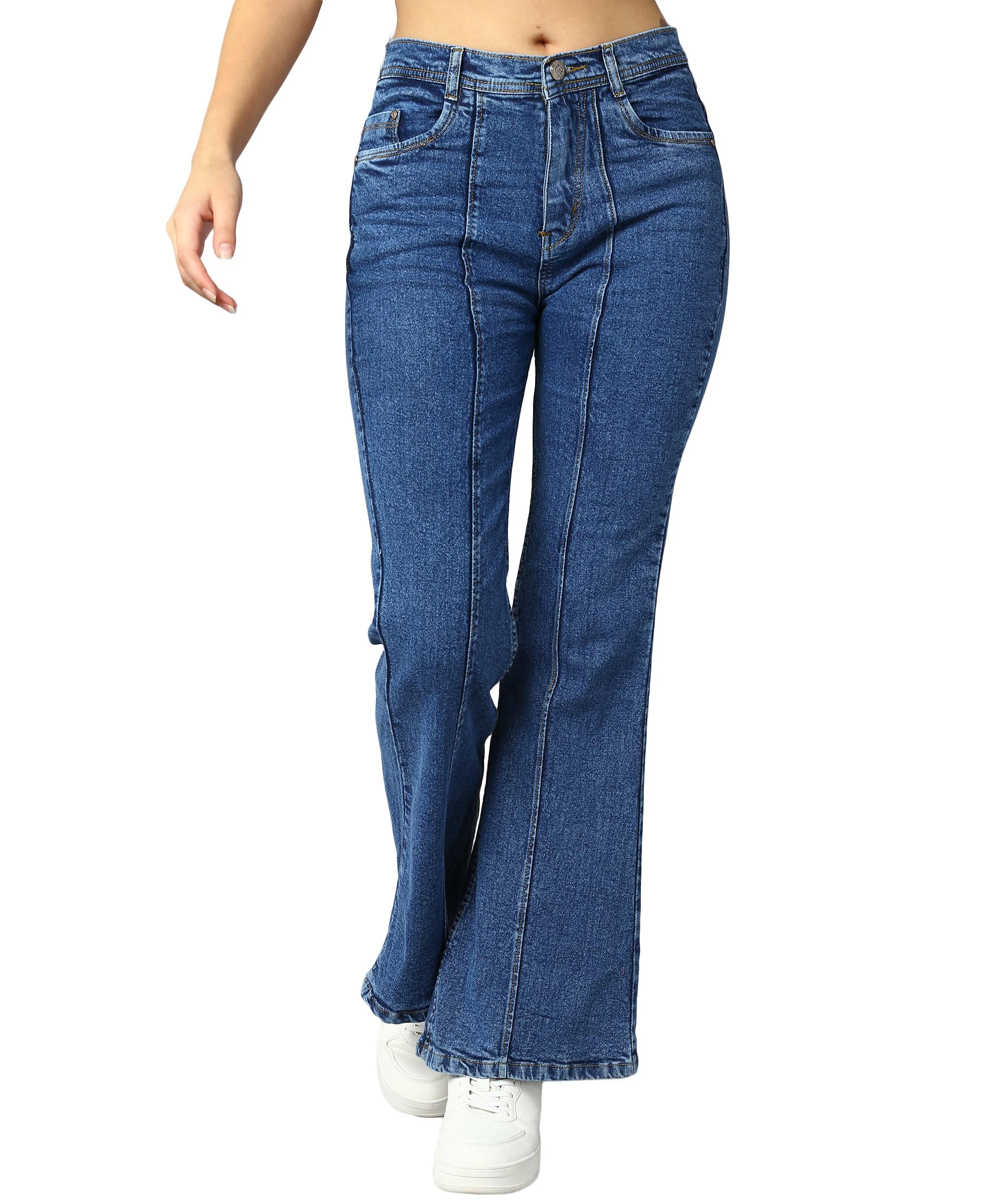 Nifty Women's High-Rise Wide Leg Jeans - Stretchable Denim