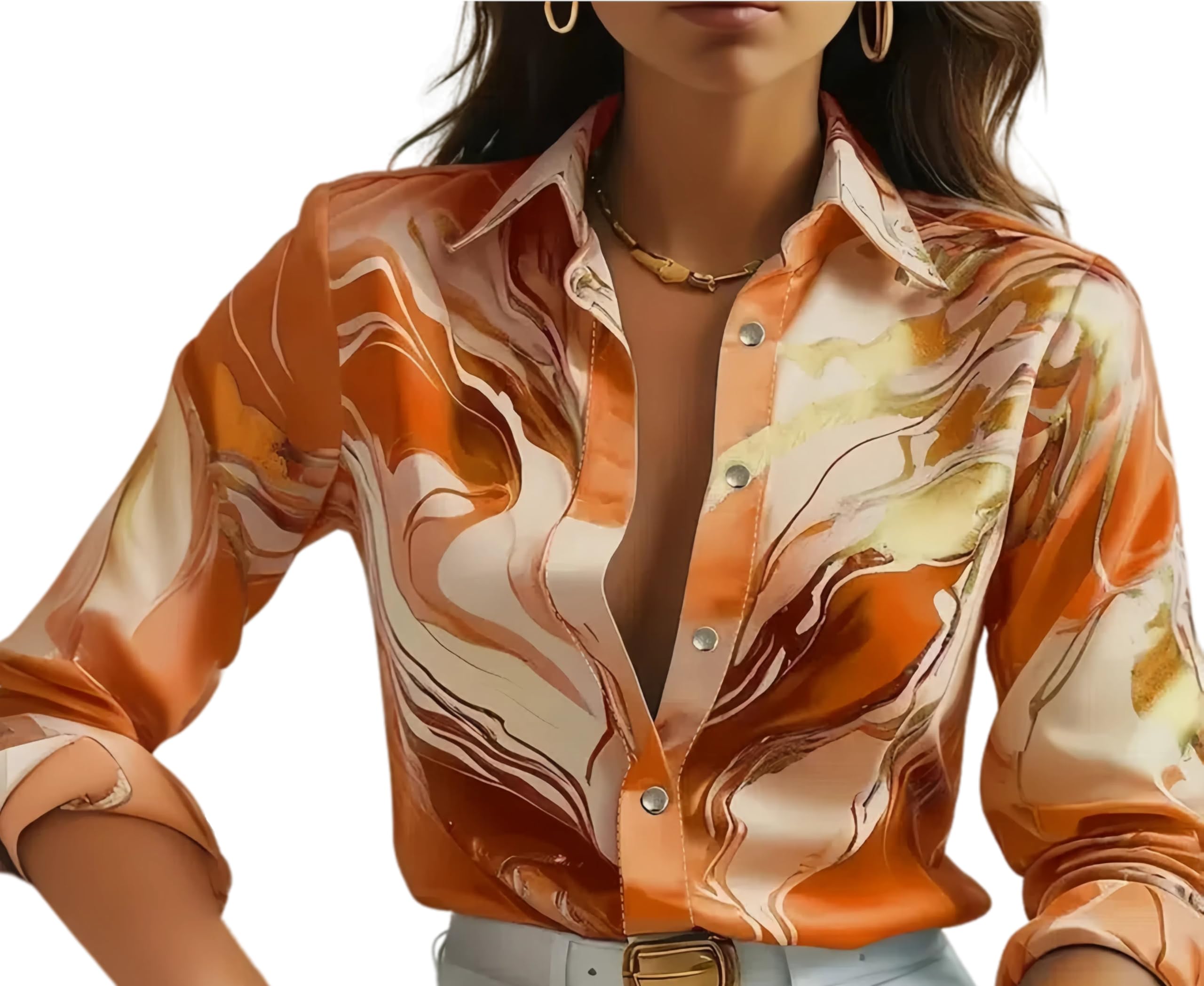 IndoPrimo Satin Printed Shirt for Women