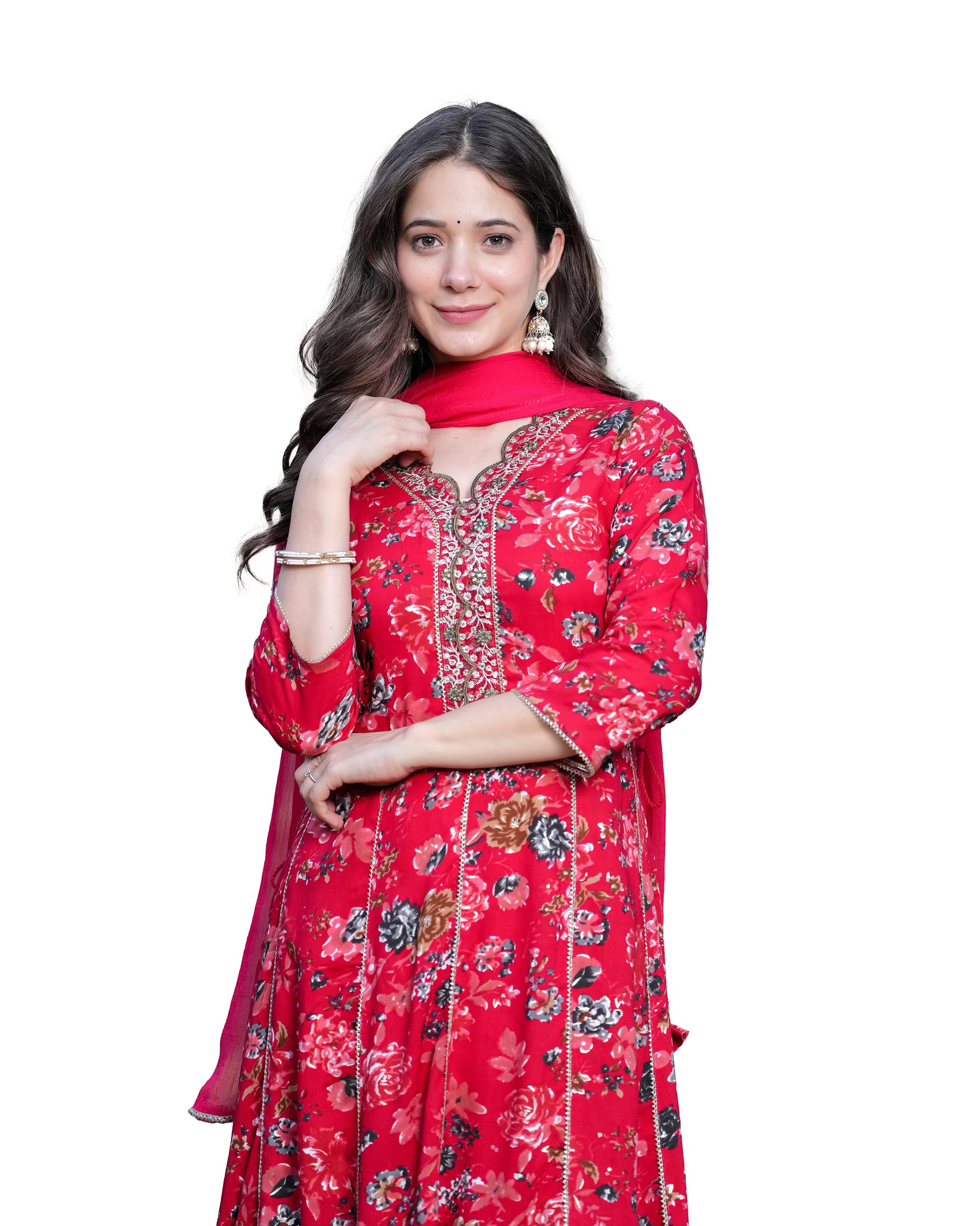 MANHAREE Women's Rayon Anarkali Kurta Set
