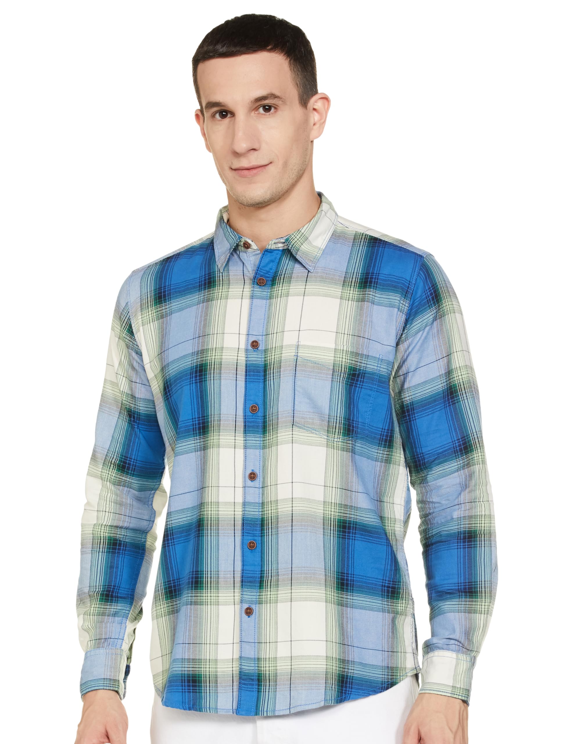 Pepe Jeans Men's Checked Shirt - Blue Green