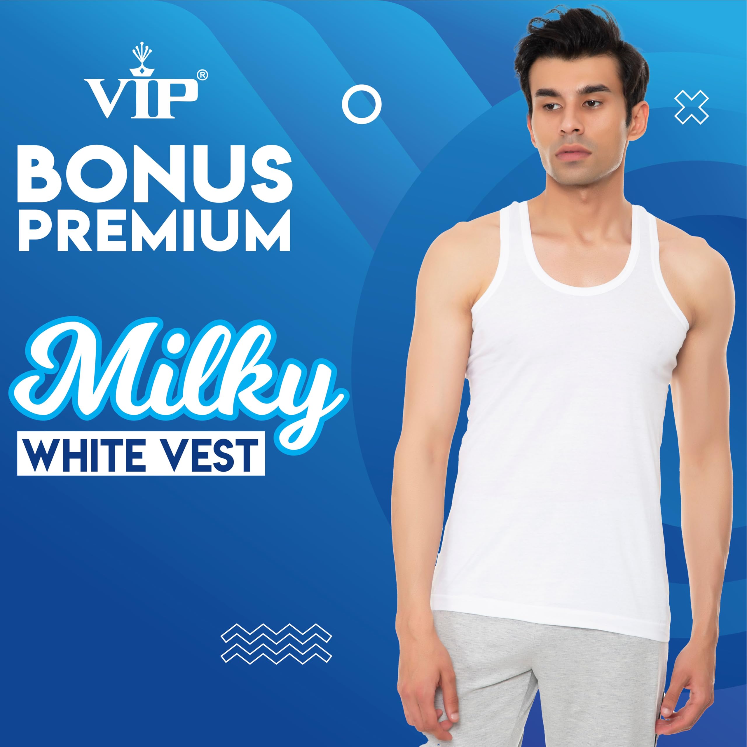 VIP Men's Cotton Sleeveless Vest - White - Image 2