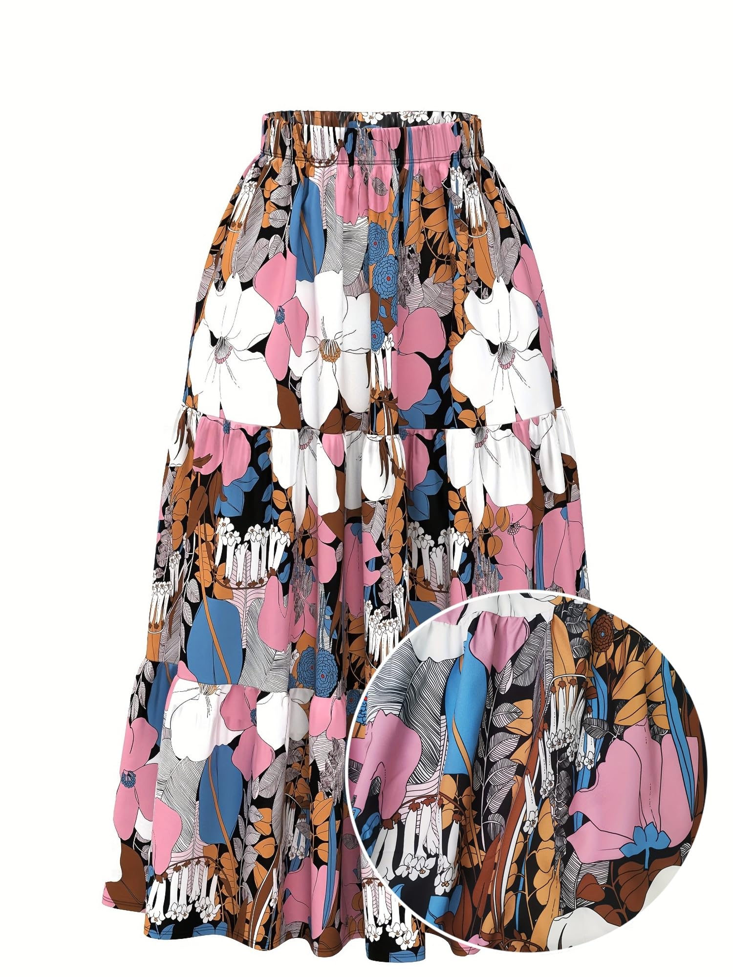 KATECLO Women's Flared Skirt - Floral Multi Color - Image 3