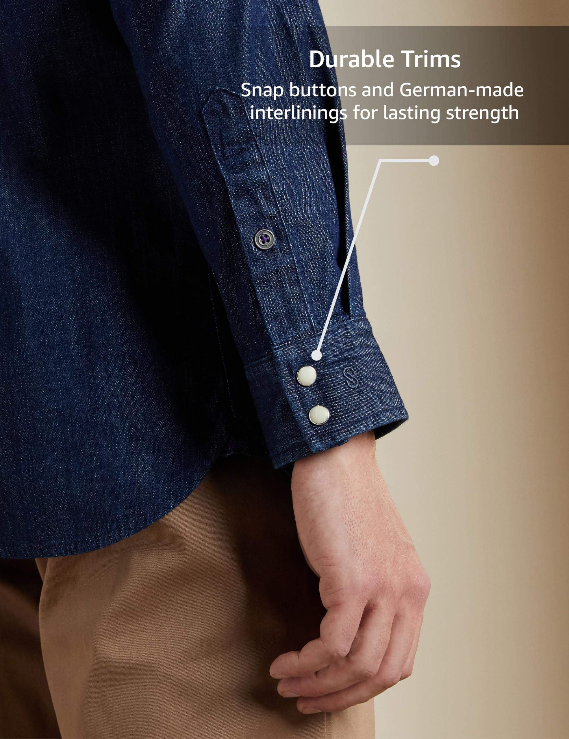 Symbol Men's Casual Cotton Denim Shirt - Dark Rinse - Image 5