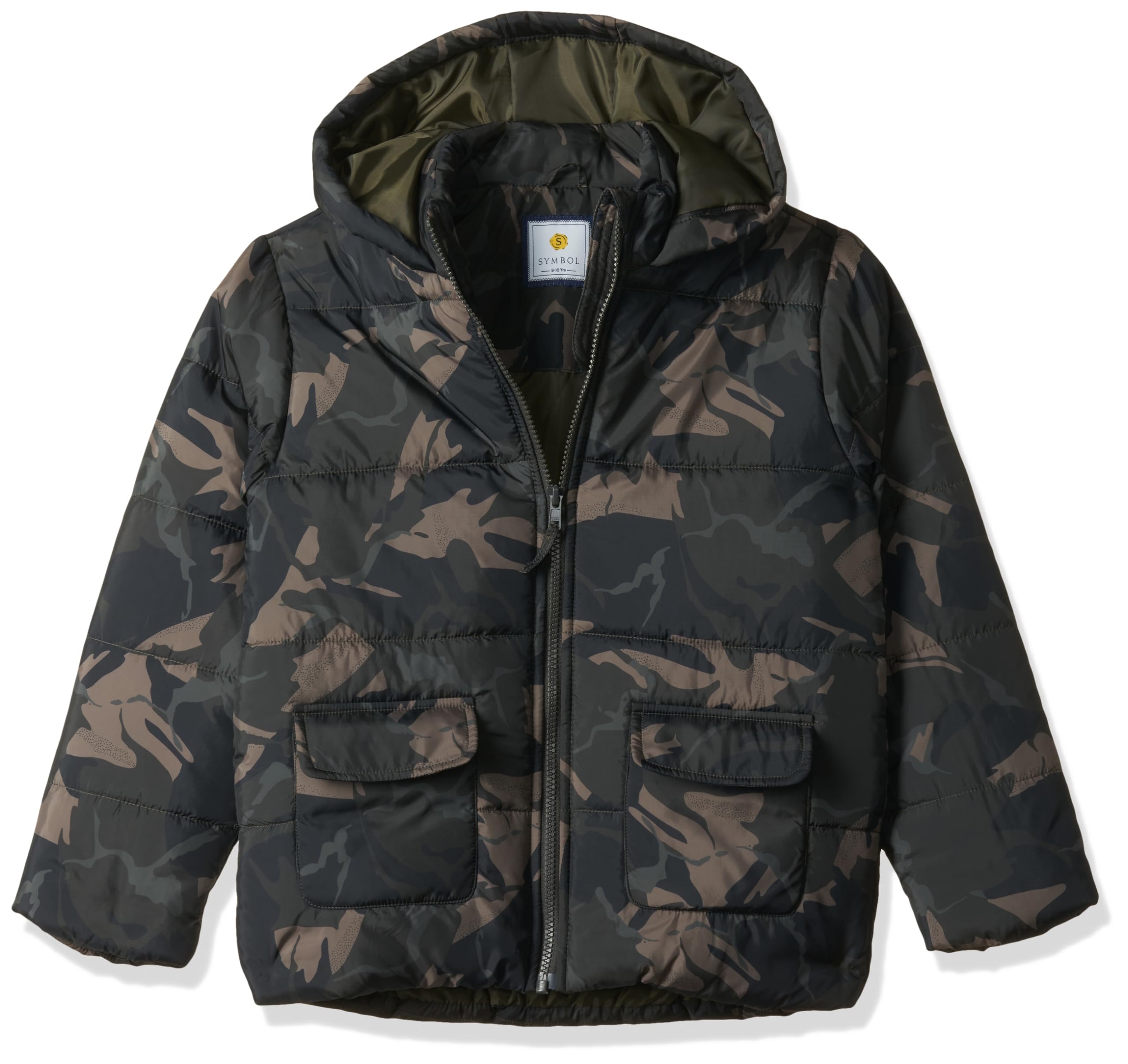 Symbol Quilted Jacket for Boys - Olive Green