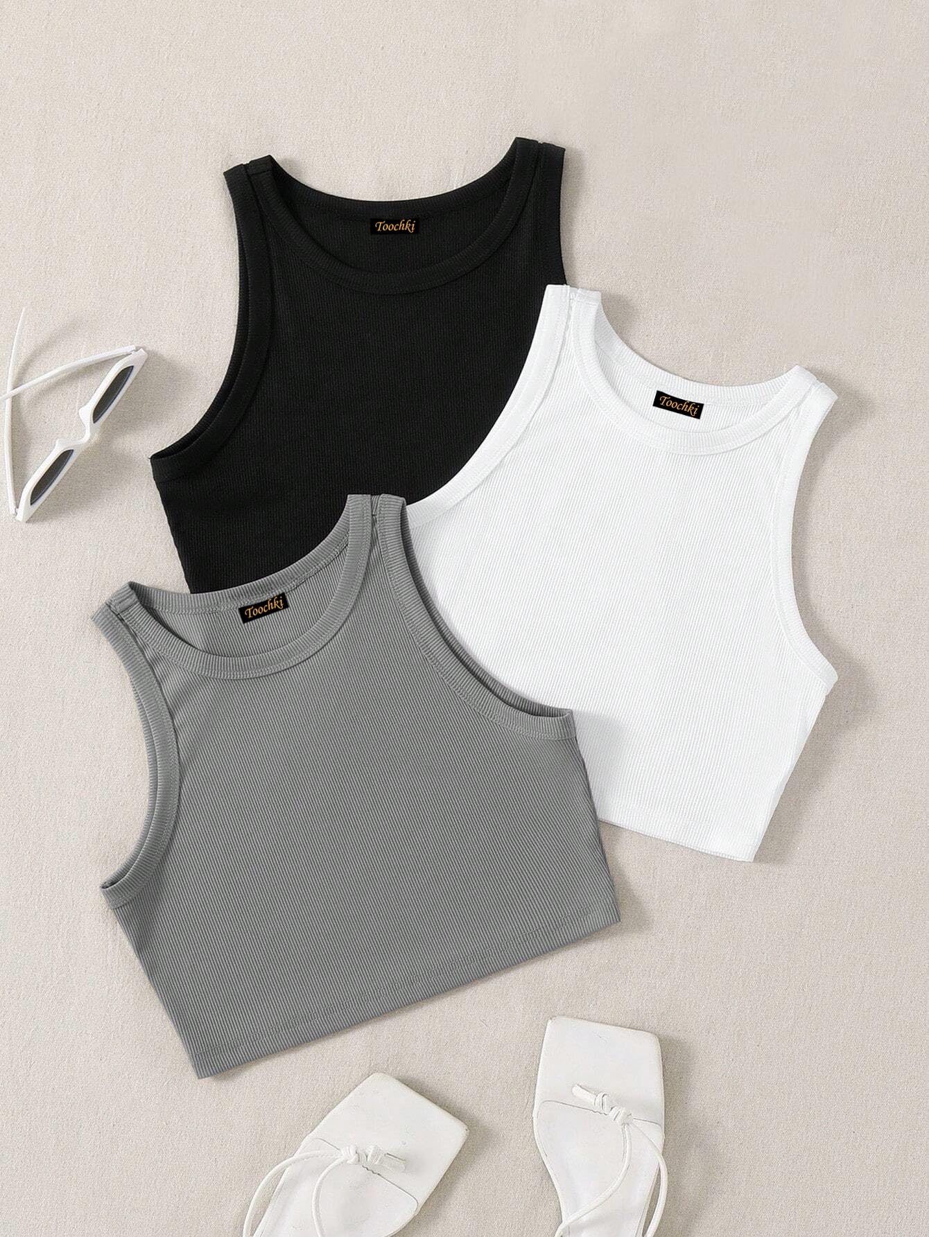 Toochki Women's Crop Top - Black White Beige Grey - Image 2