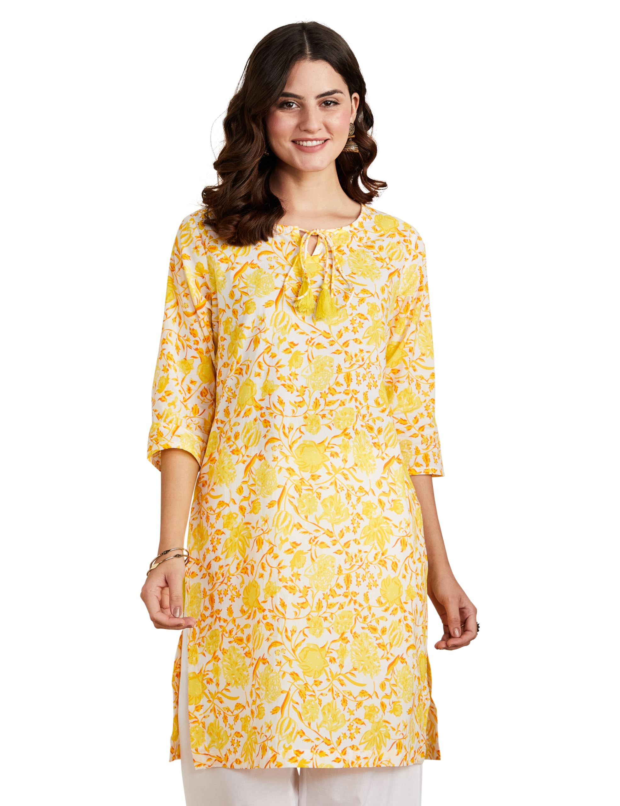 Myx Women's Cotton Kurta - Yellow