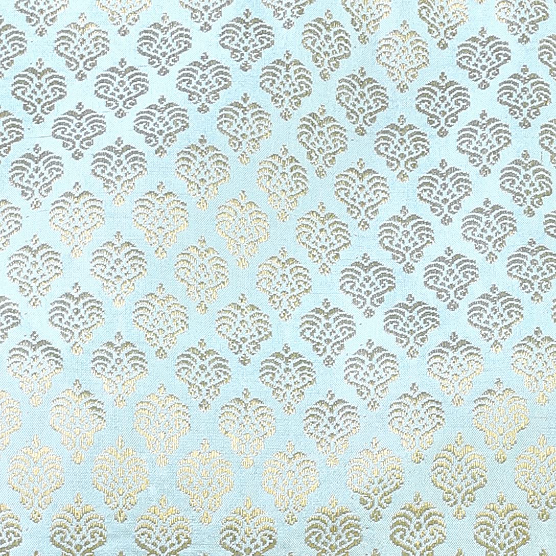 Studio Shringaar Women's Pastel Brocade Saree Blouse - Sky Blue - Image 5