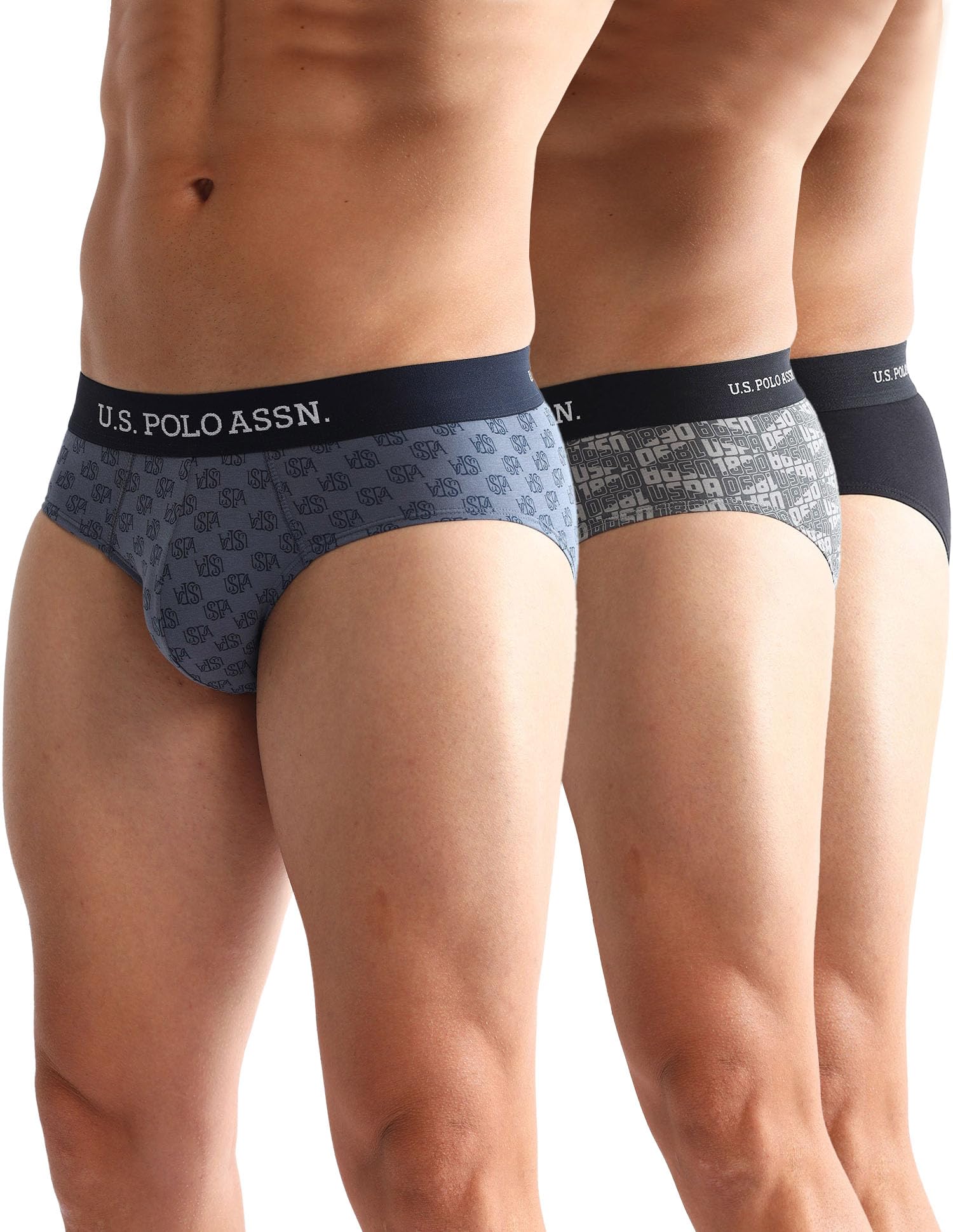 U.S. POLO ASSN Men's Cotton Blend Briefs - Blue Black
