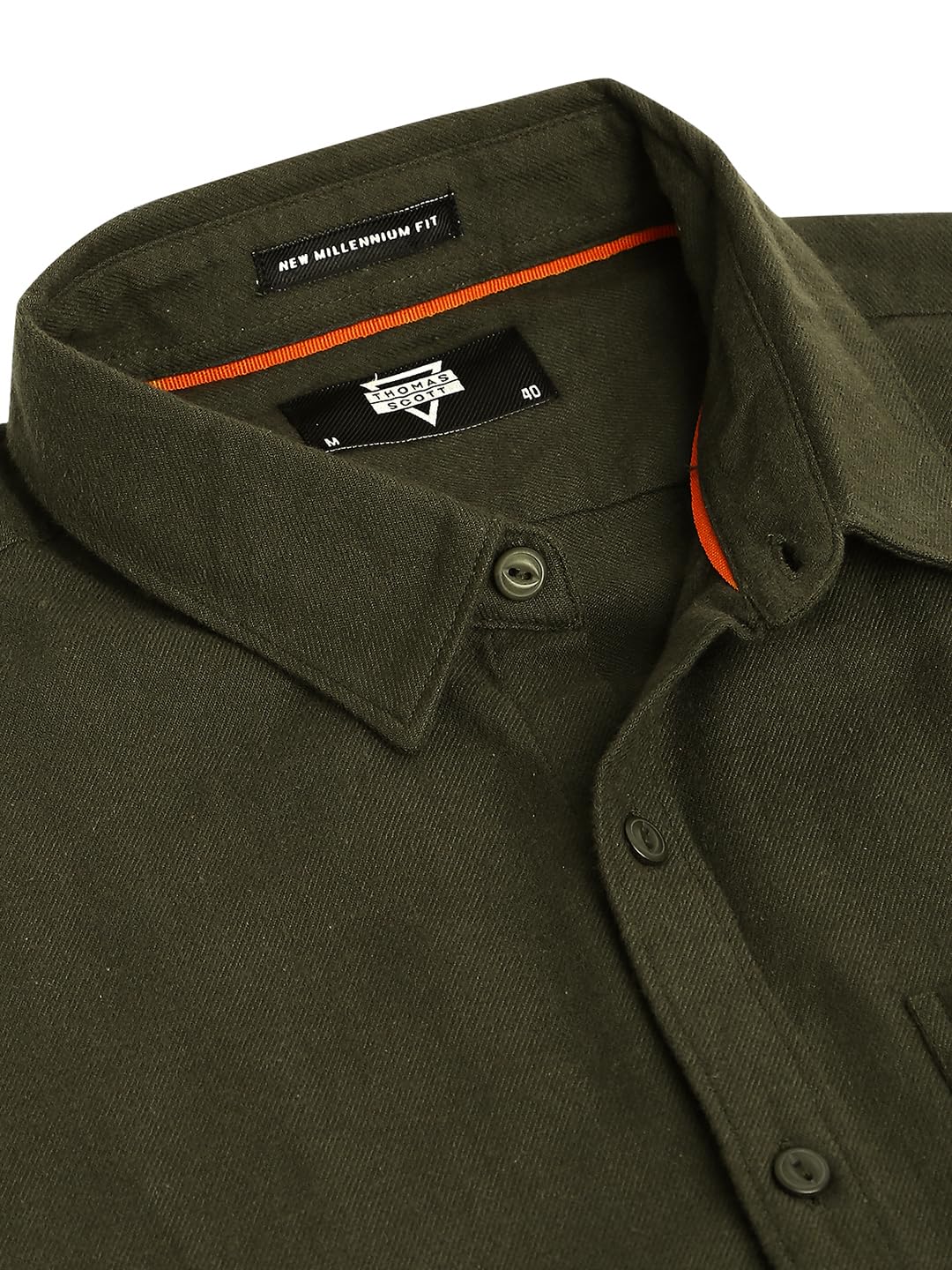 Thomas Scott Men's Solid Slim Fit Shirt - Olive - Image 5