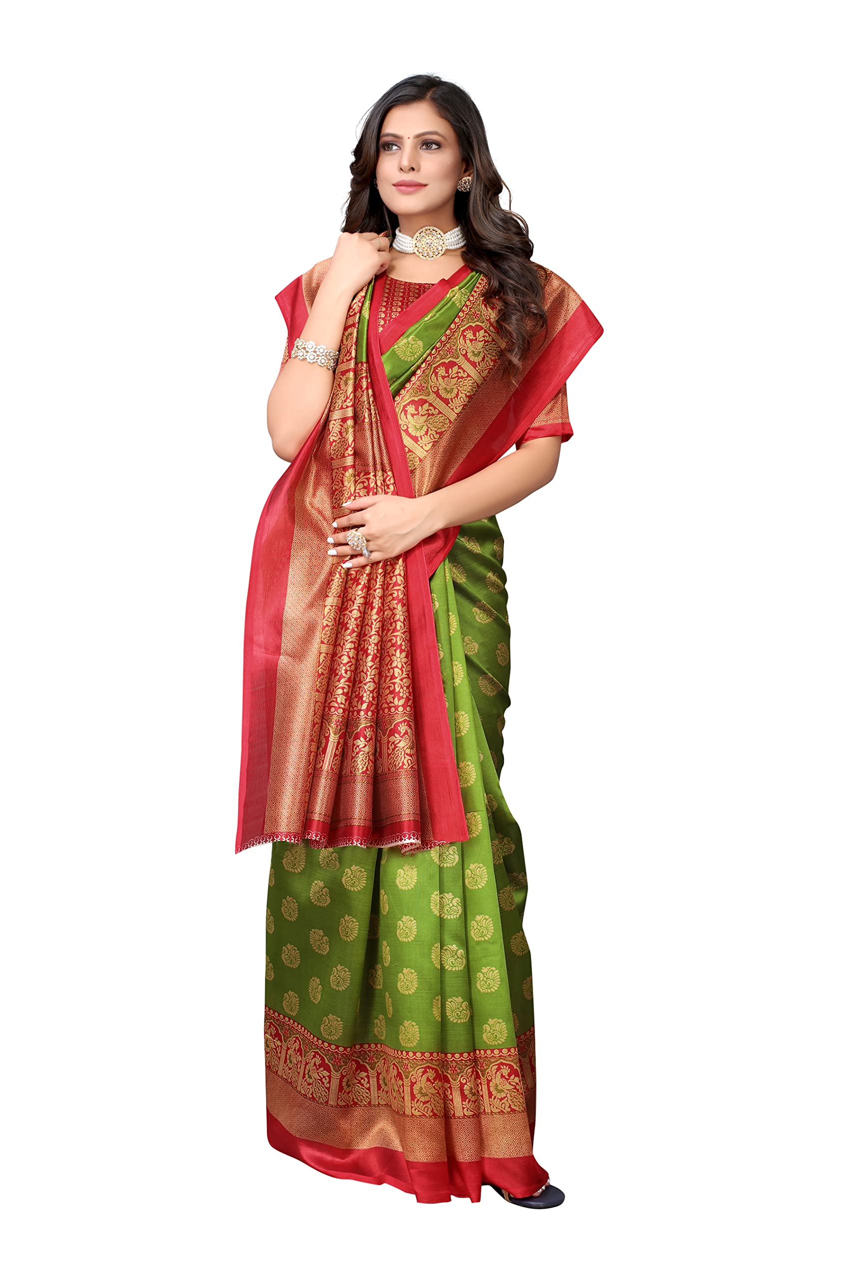 Yashika Mehendi Art Silk Saree for Women - Image 3