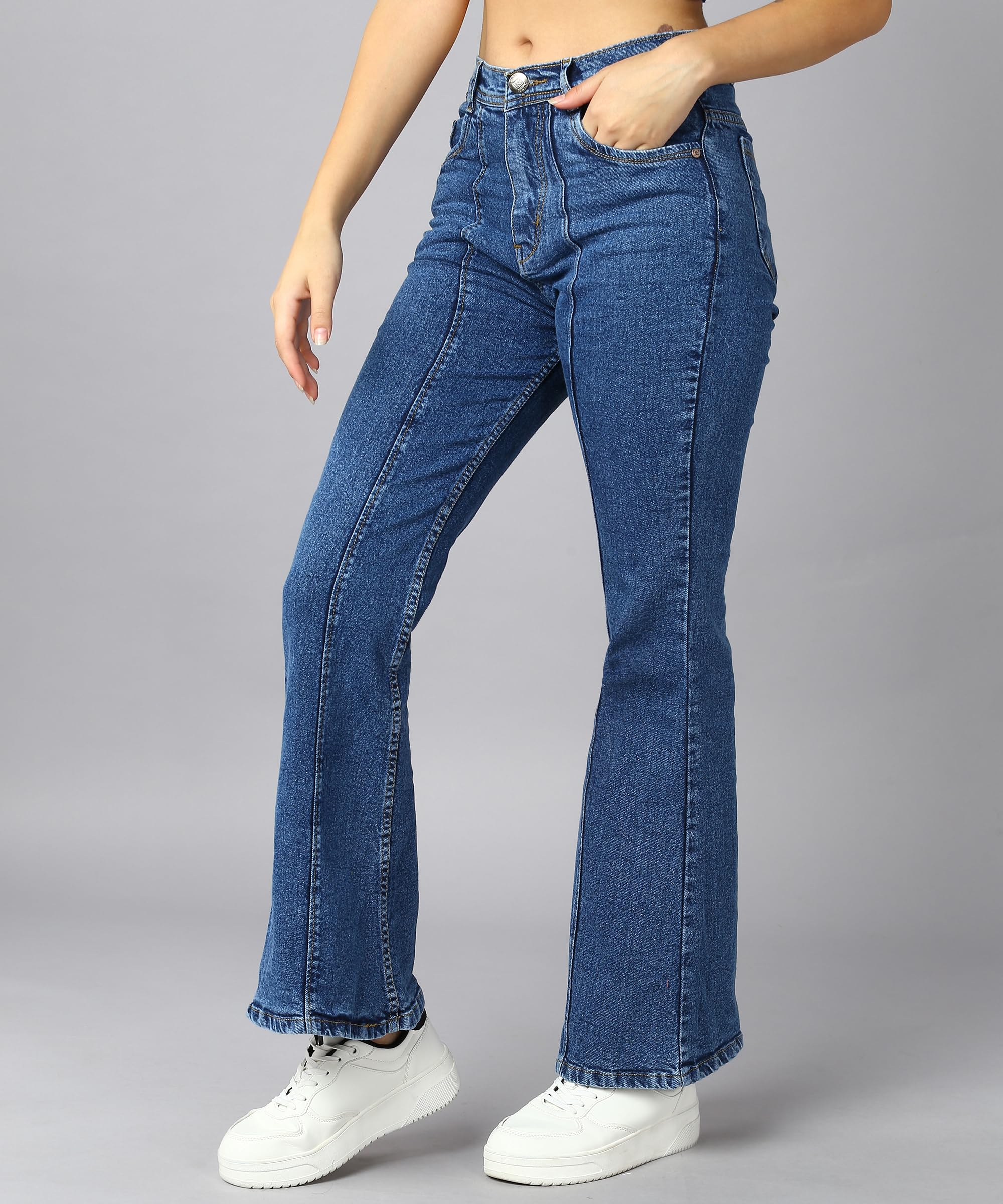Nifty Women's High-Rise Wide Leg Jeans - Stretchable Denim - Image 4