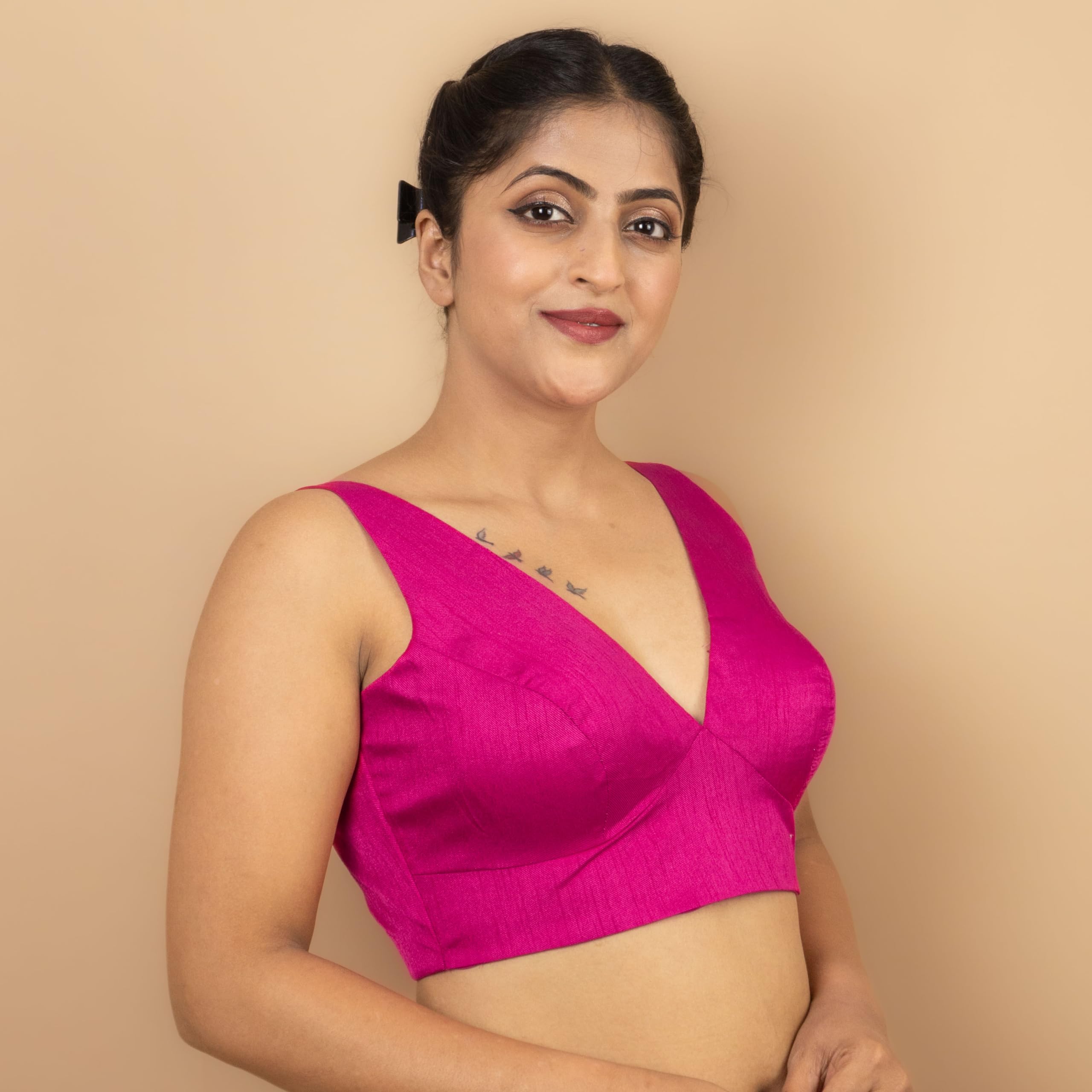 Sabyasachi Sleeveless Blouse - Rani Pink - Image 3