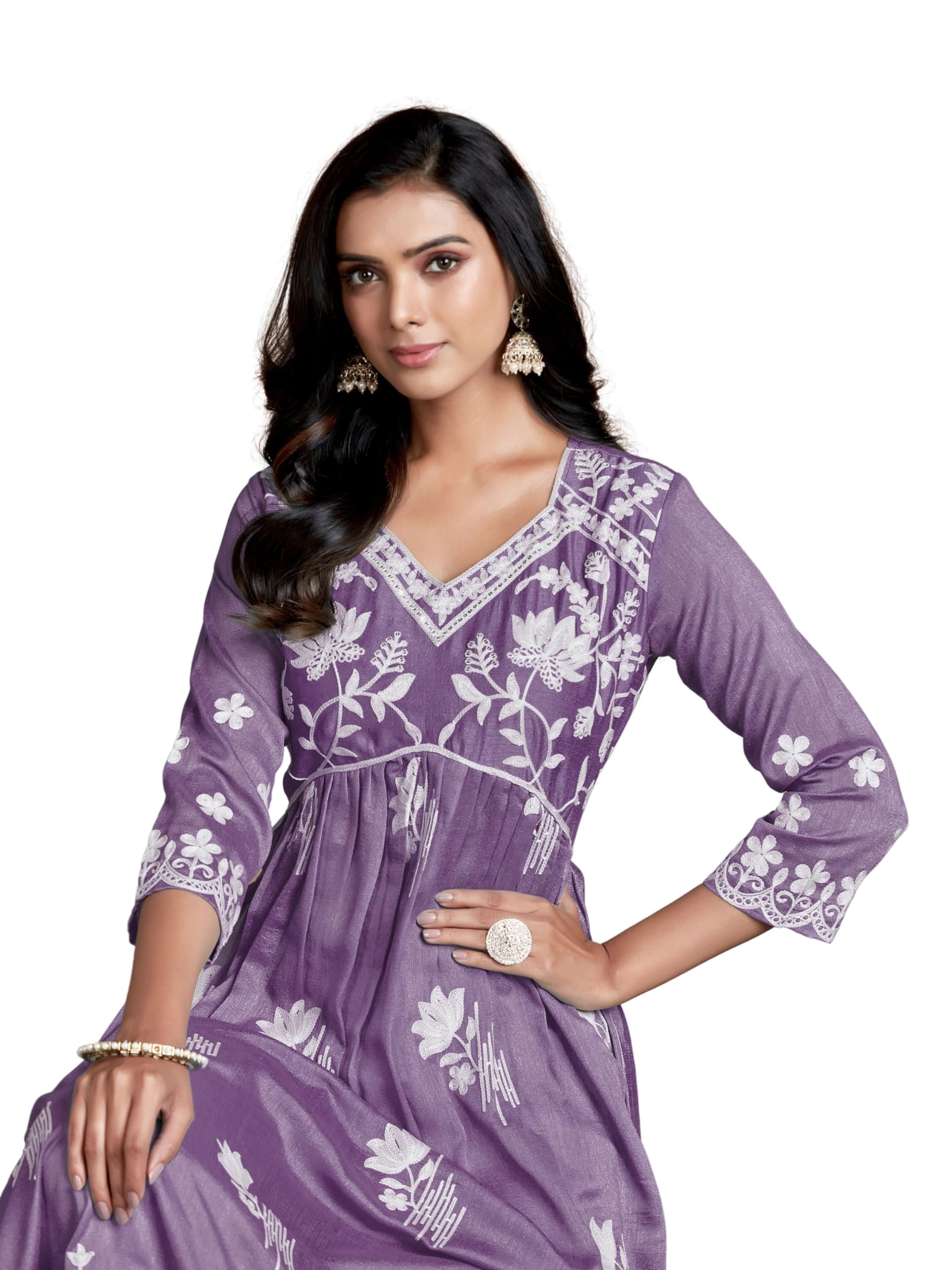 Lavender Chikankari Kurta for Women