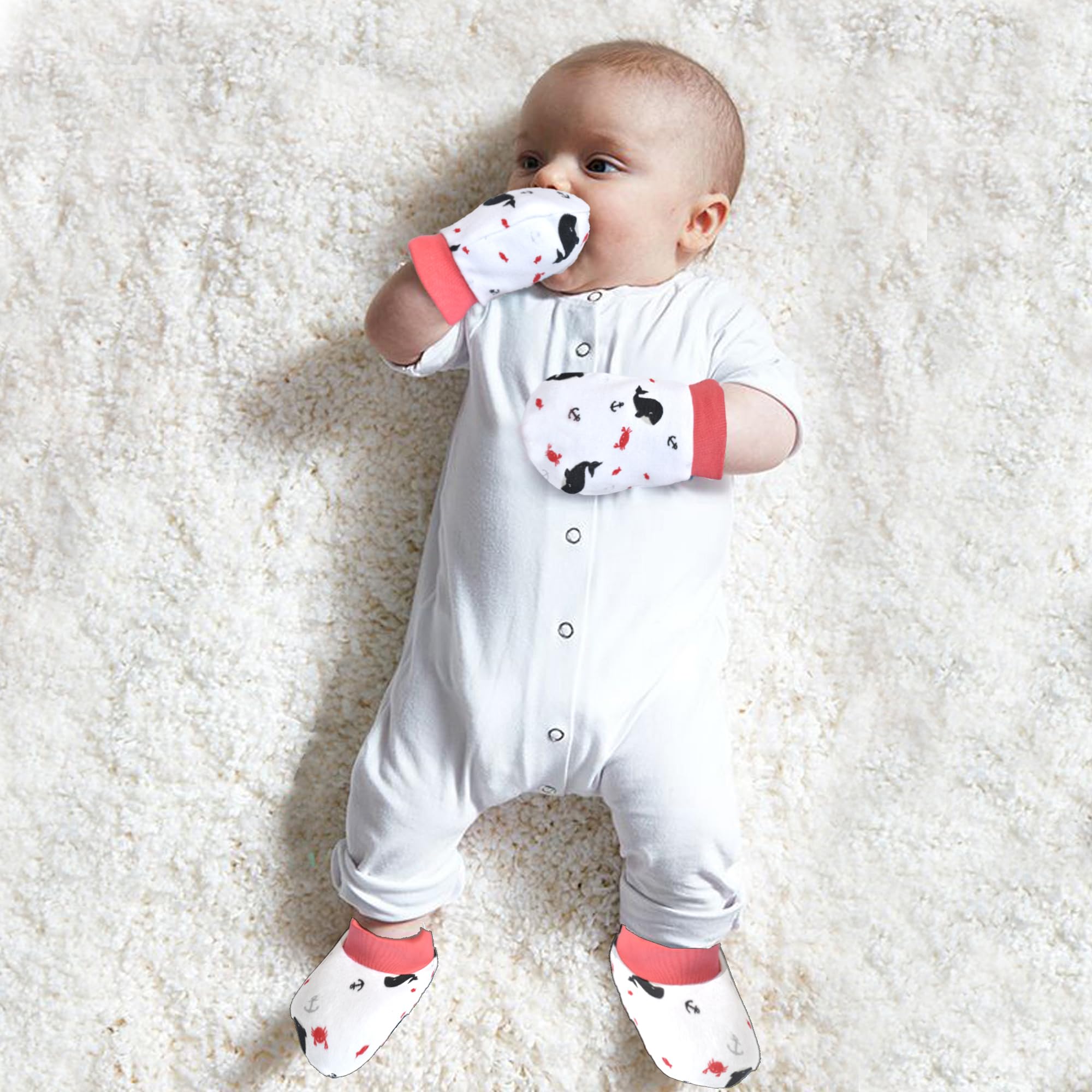 VParents Baby Mittens Caps Gloves Booty Combo Set Unisex - Image 3