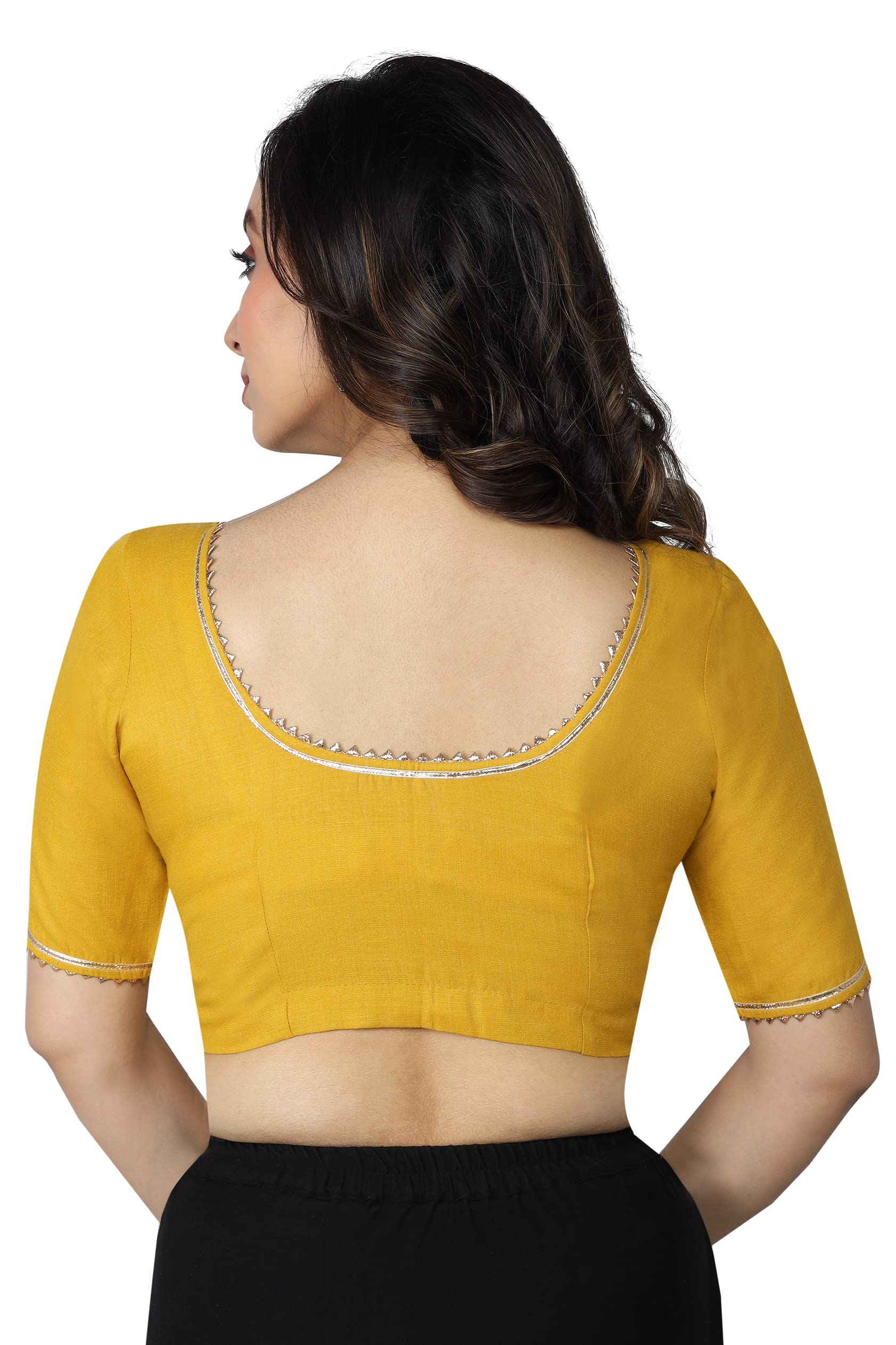 RENE Women Yellow Cotton Blouse - Image 2
