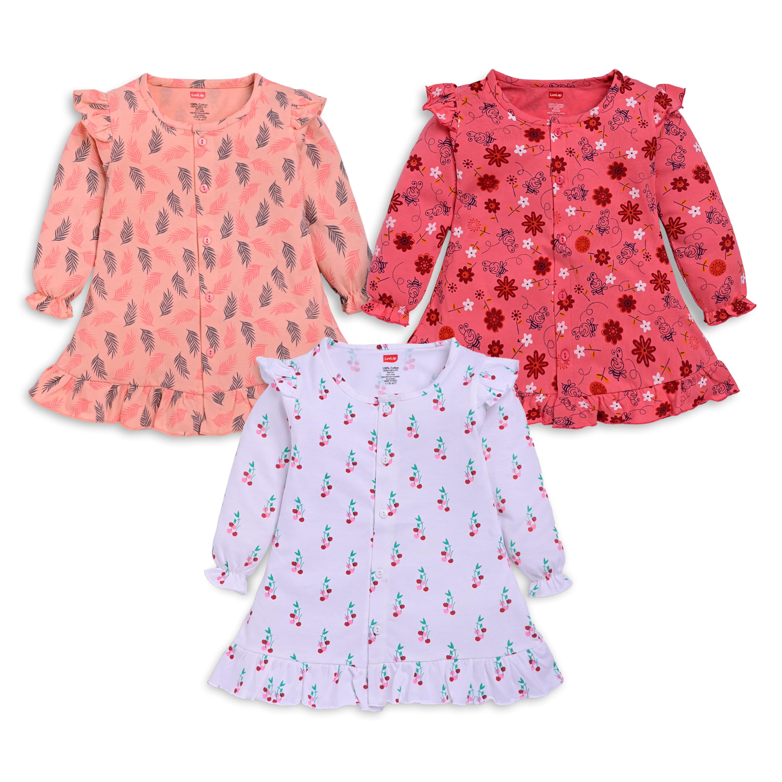 LuvLap Multicolour Cotton Frocks for Baby Girls