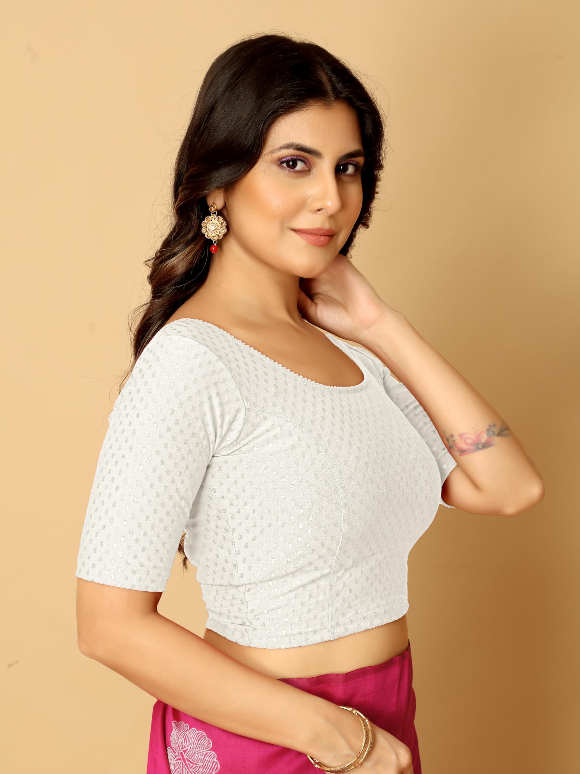 Anarva Women's Saree Blouse - White - Image 3