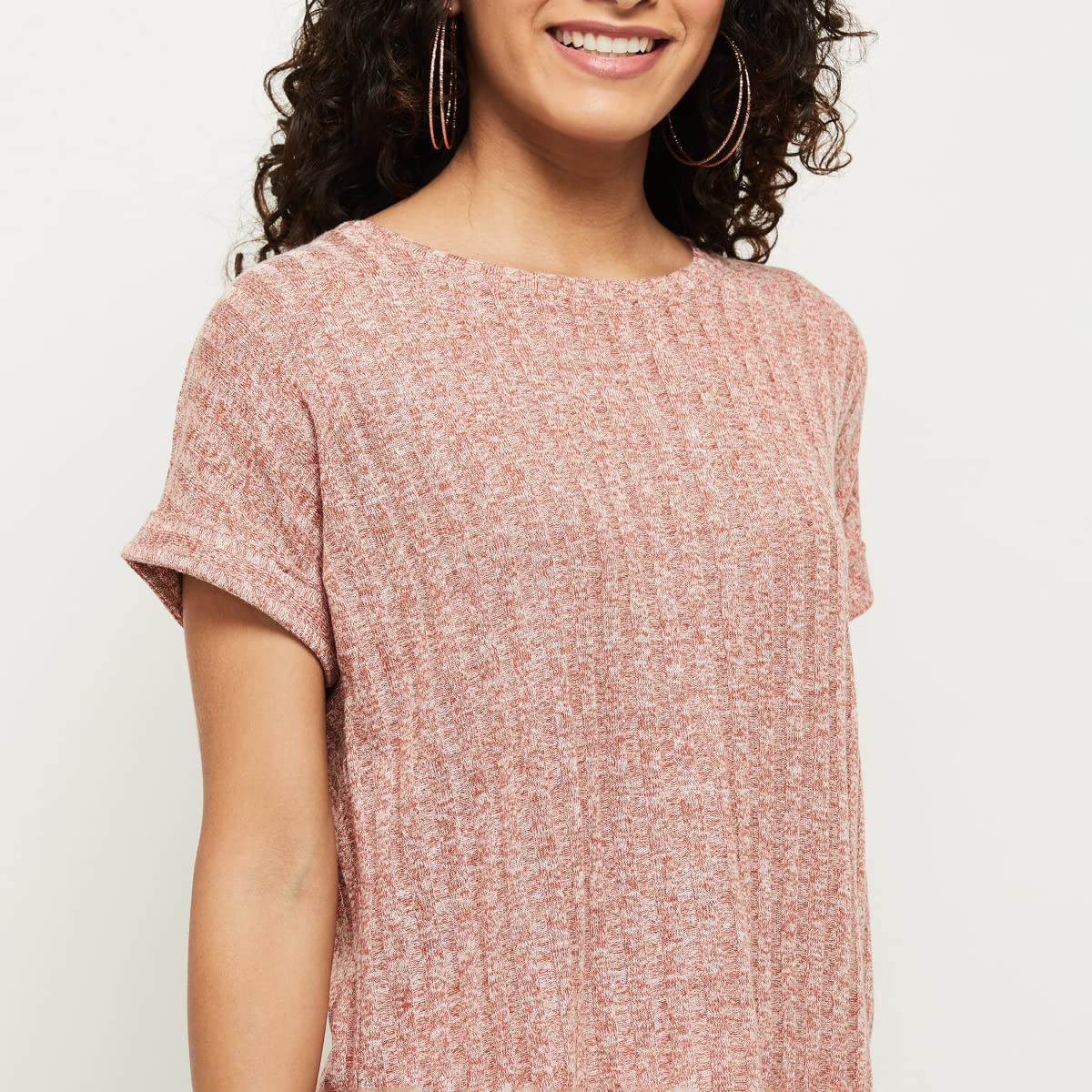 Max Women Textured Round Neck T-Shirt - Image 4
