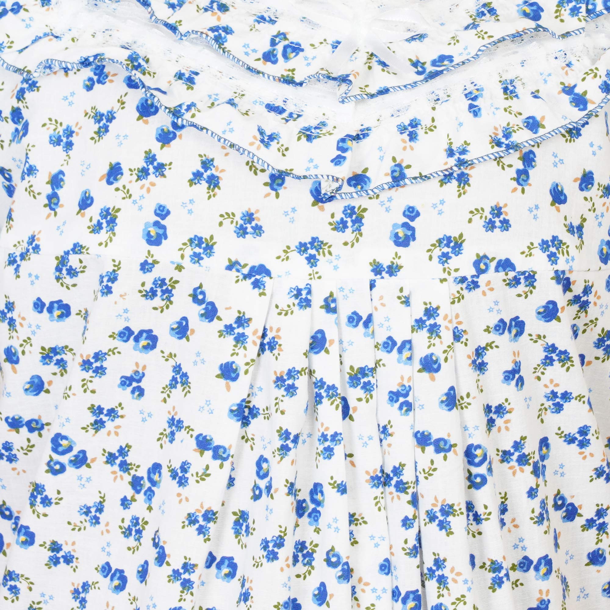 Himanshu Handloom Cotton Block Print Maxi Nighty for Women - Cherry Blue - Image 4