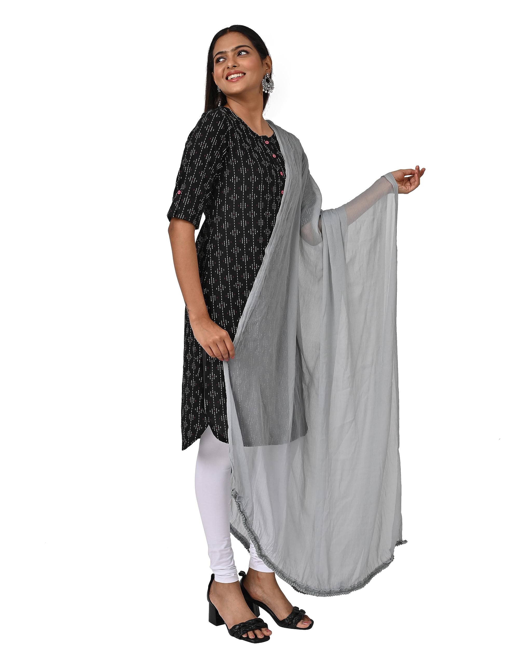 Grey Chiffon Dupatta for Women - Image 5
