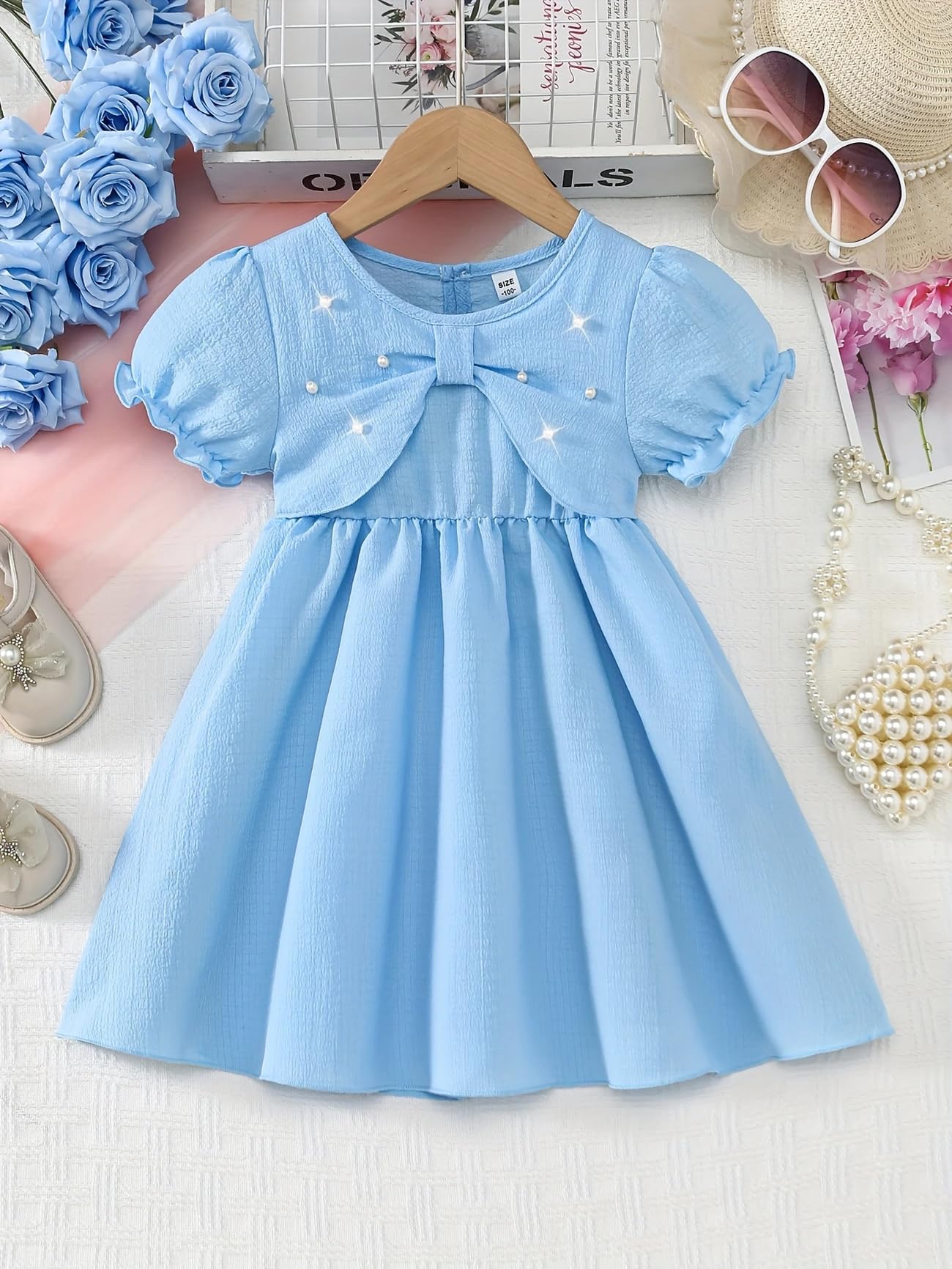 MENSBIT Girl Party Dress - Pink Puff Sleeve - Image 2