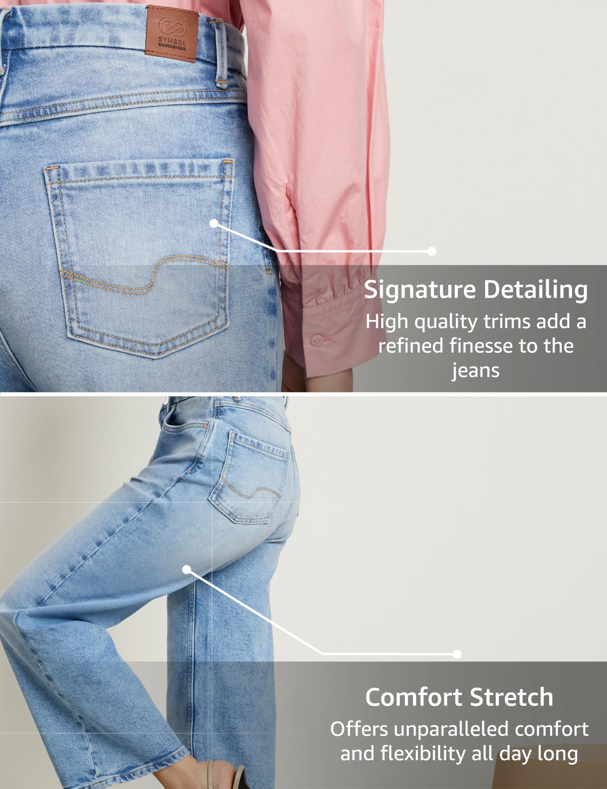 Symbol Women Baggy Wide Leg Jeans - Light Blue - Image 5