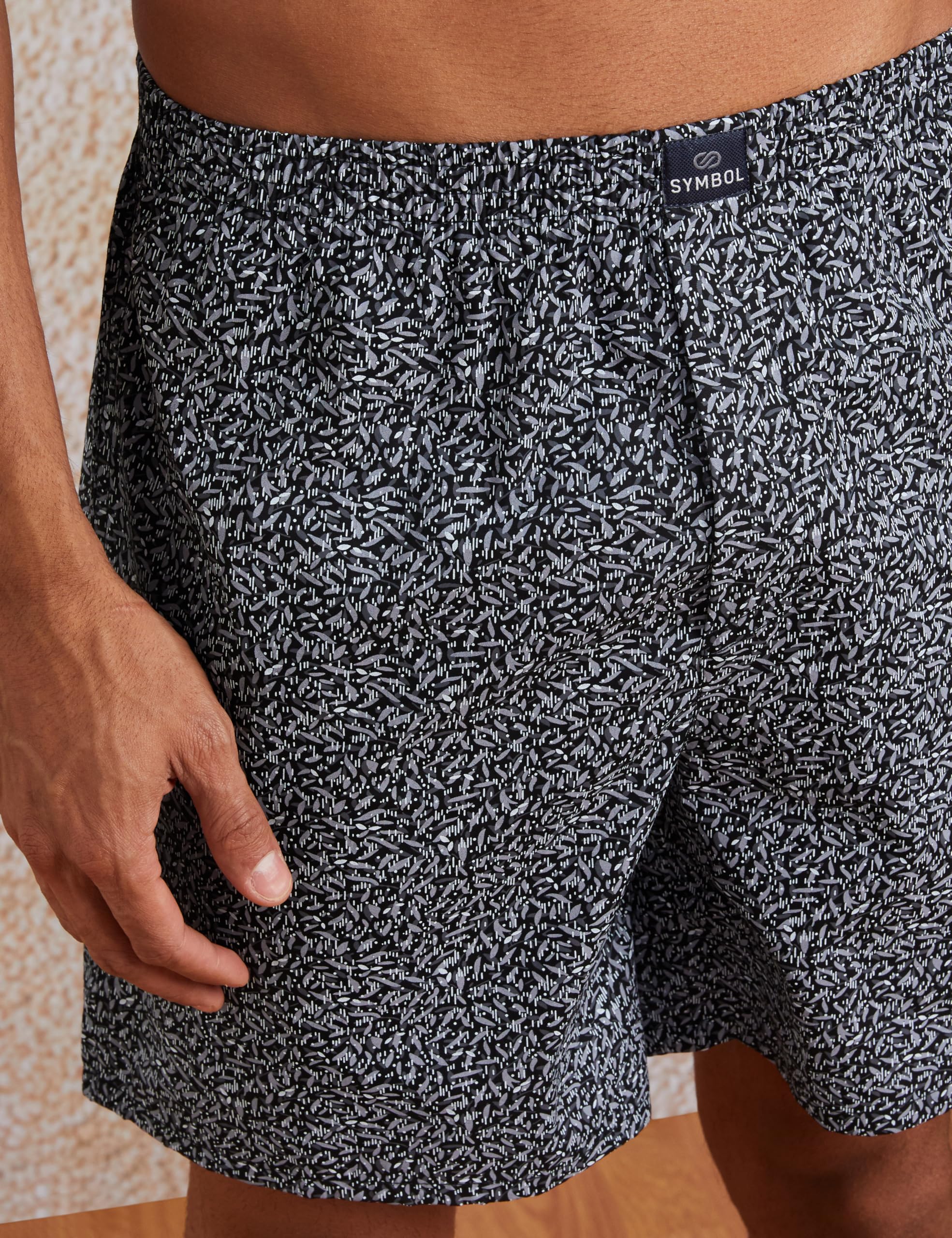 Symbol Men's Printed Cotton Boxers - Red & Navy - Image 5