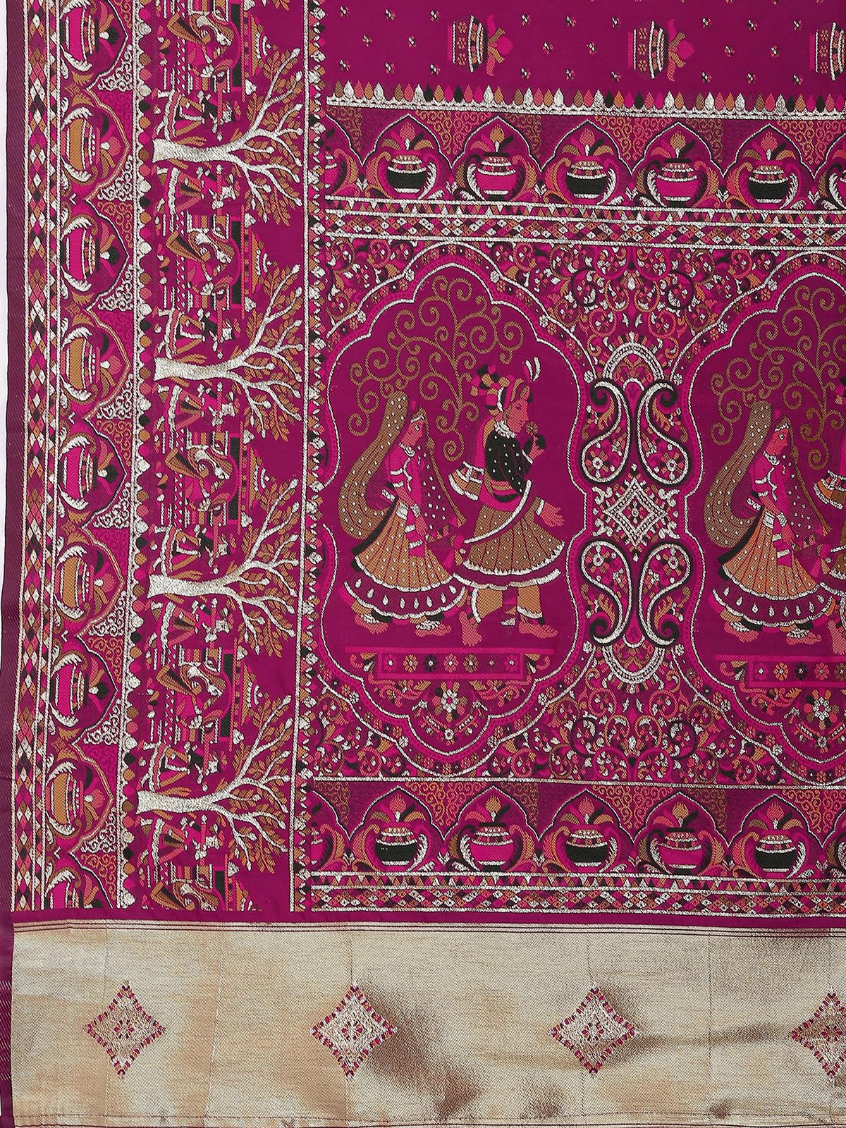 Satrani Banarasi Saree for Women - Dark Rani Pink - Image 5