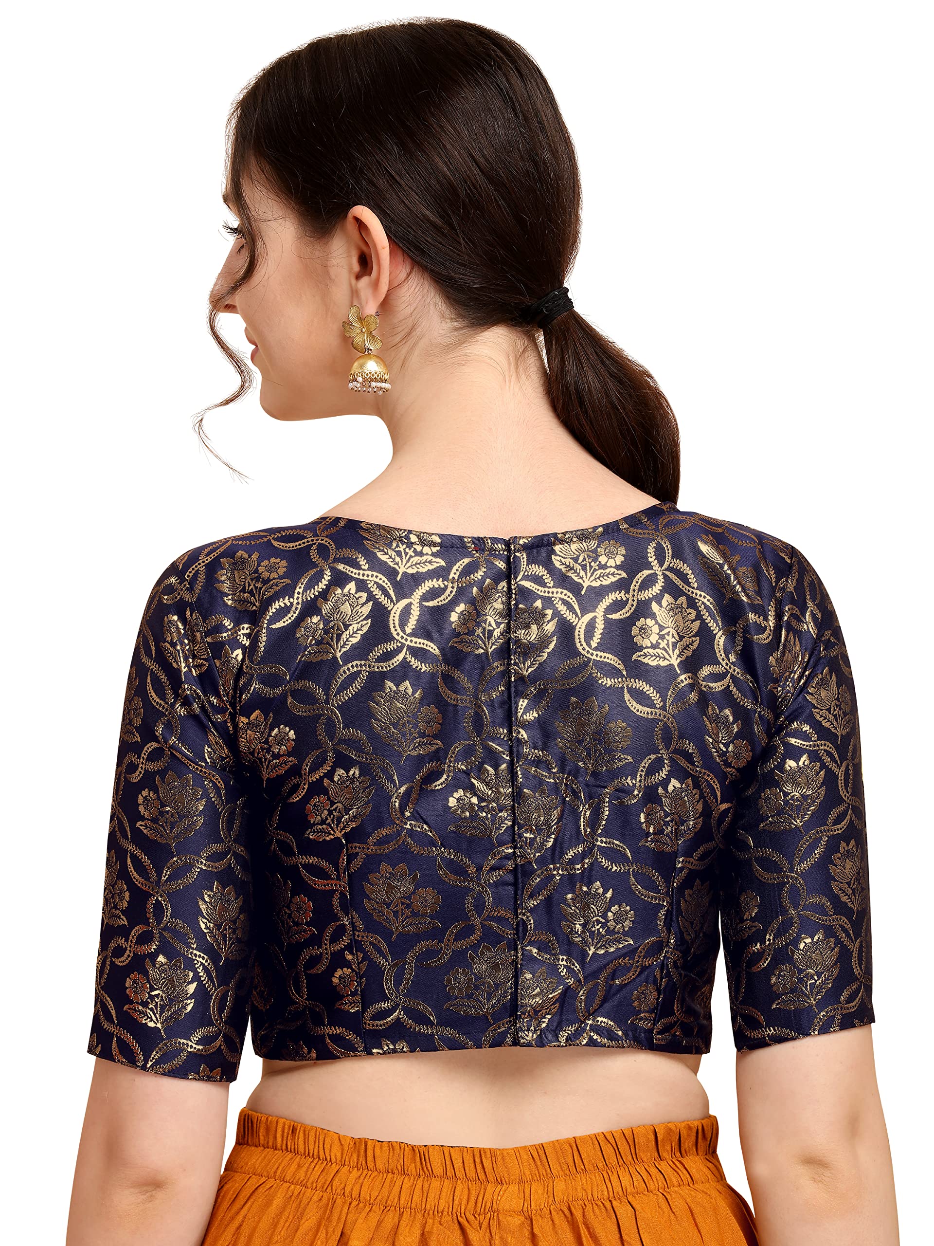 OOMPH Blue Jacquard Blouse for Women - Image 3