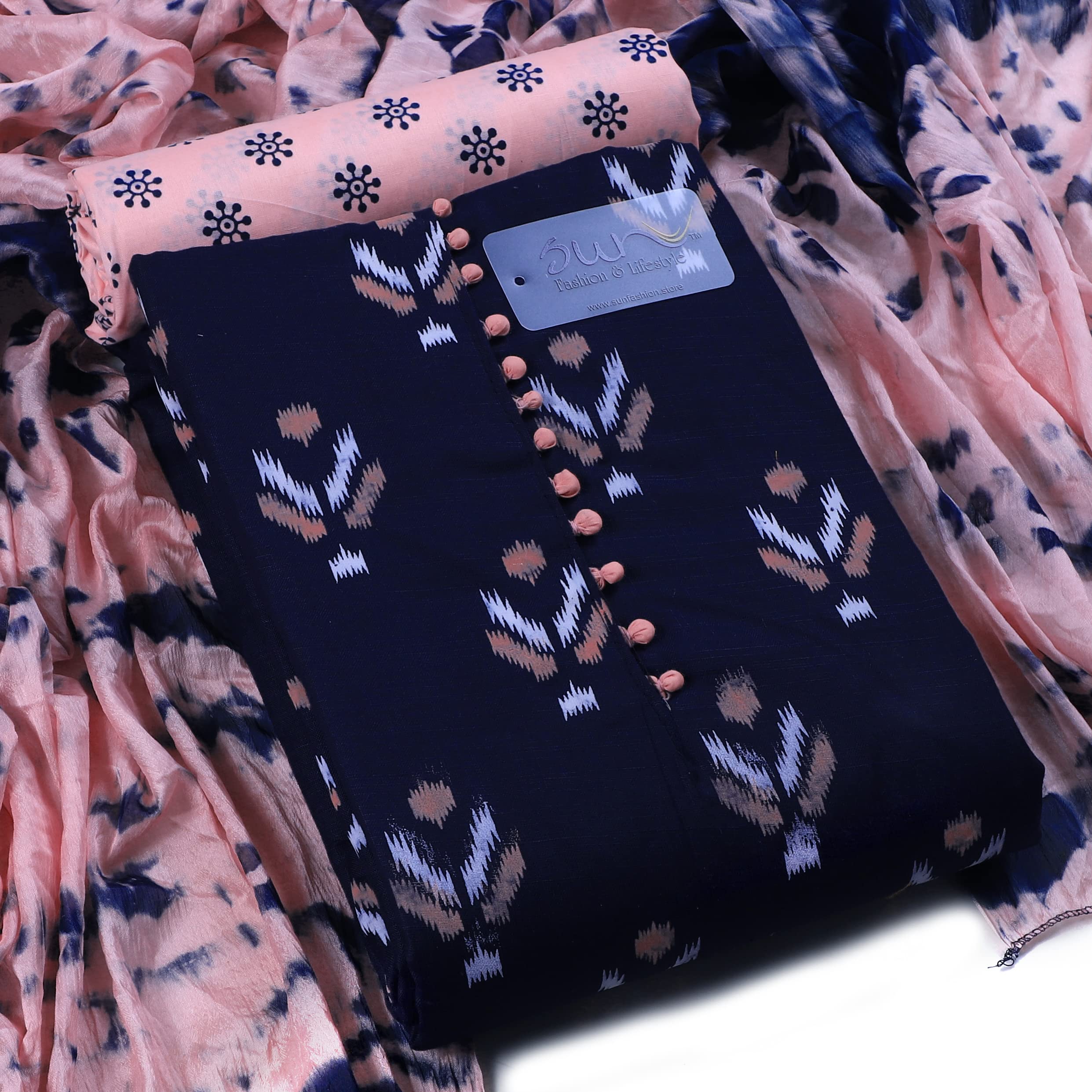 Cotton Printed Salwar Suit with Chinon Dupatta - Image 3