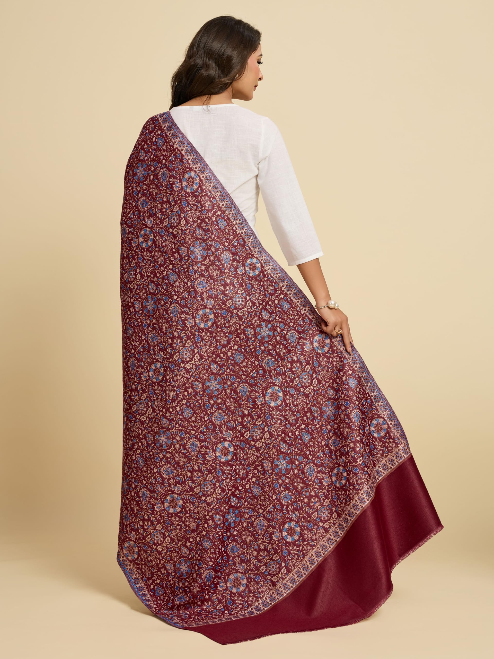 Weavers Villa Maroon Acrylic Shawl for Women - Image 5