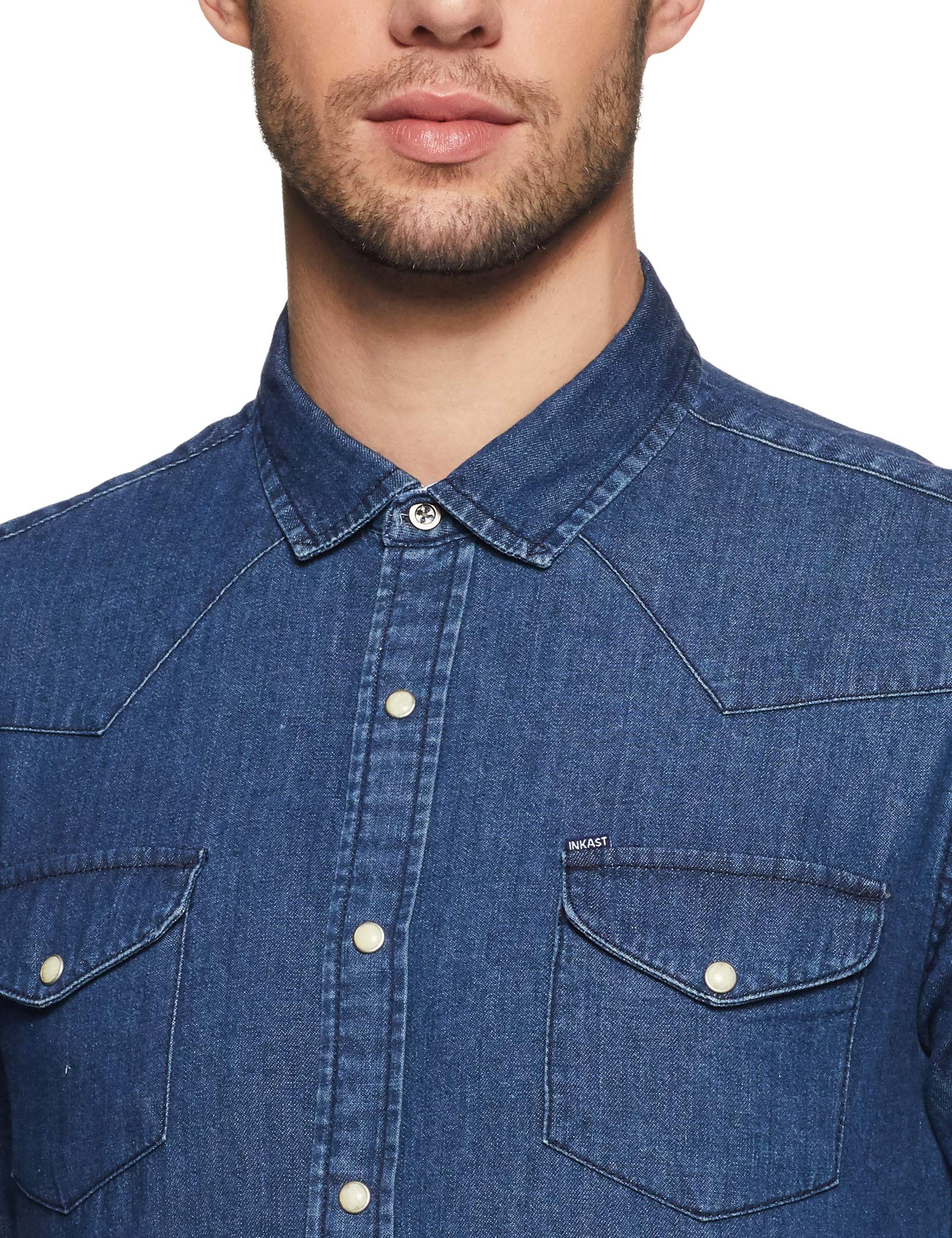 Amazon Men Slim Fit Denim Shirt - Blue - Image 3