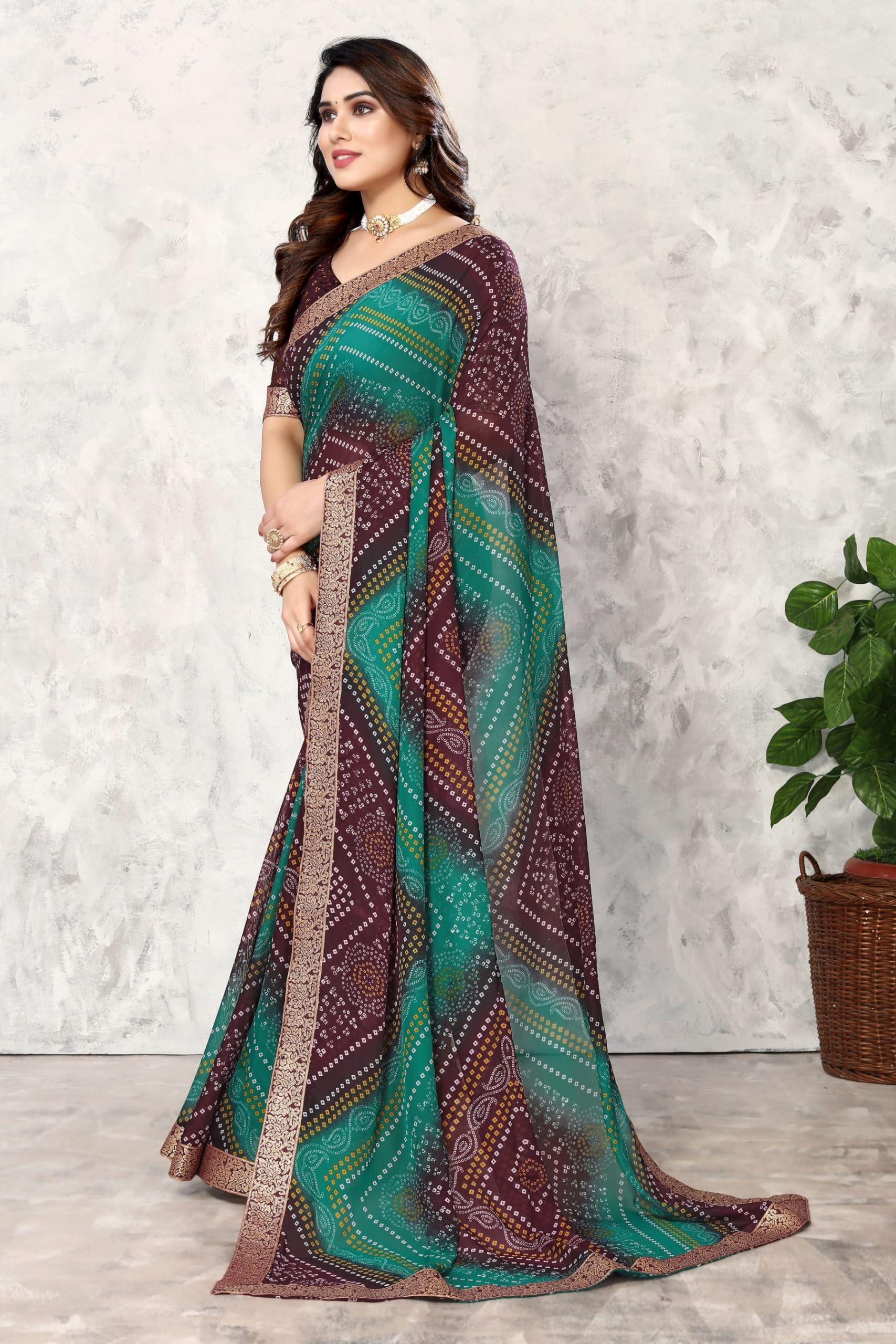 Yashika Brown Georgette Saree for Women - Image 5