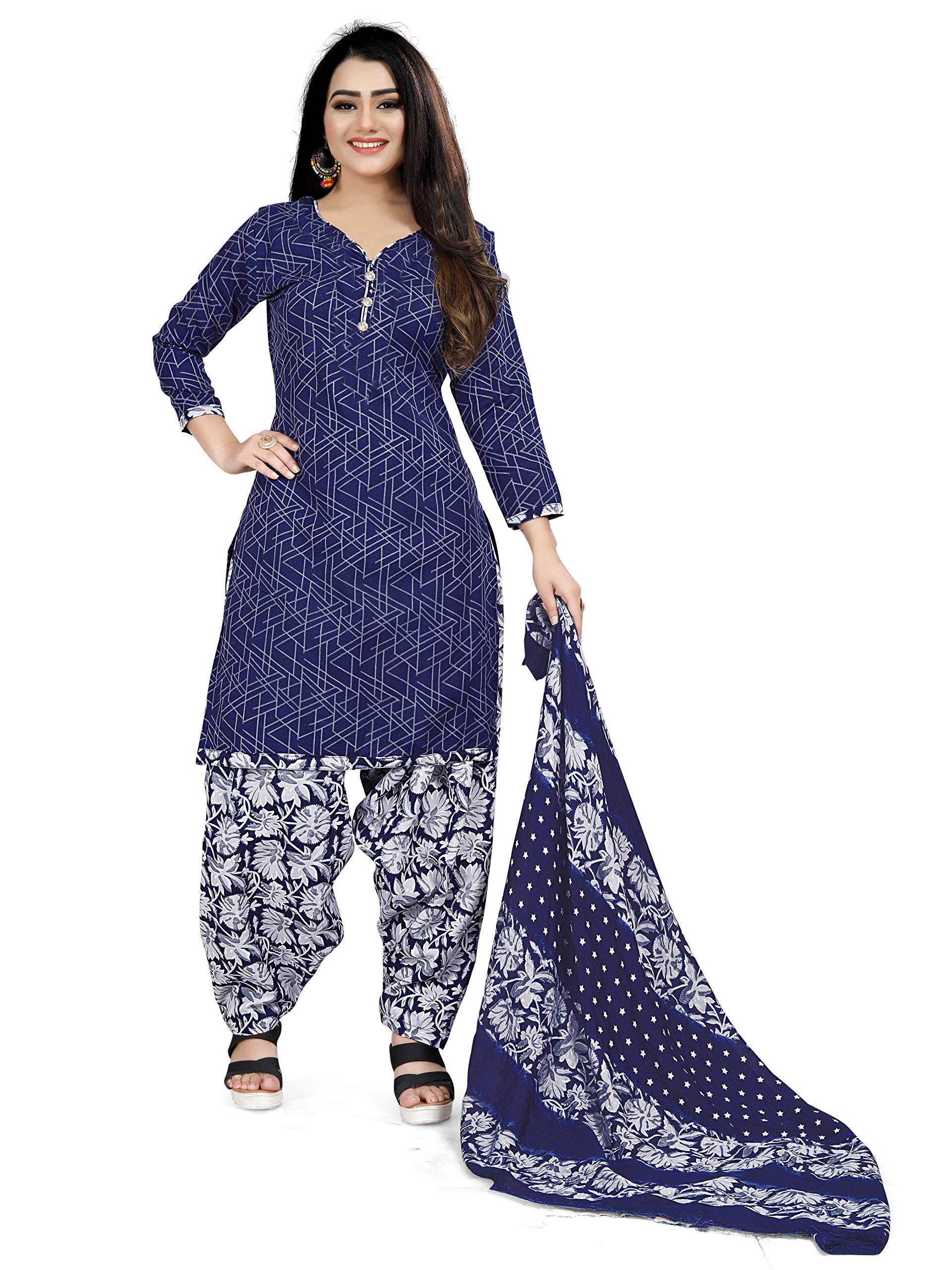Rajnandini Blue Cotton Patiala Salwar Suit - Image 3