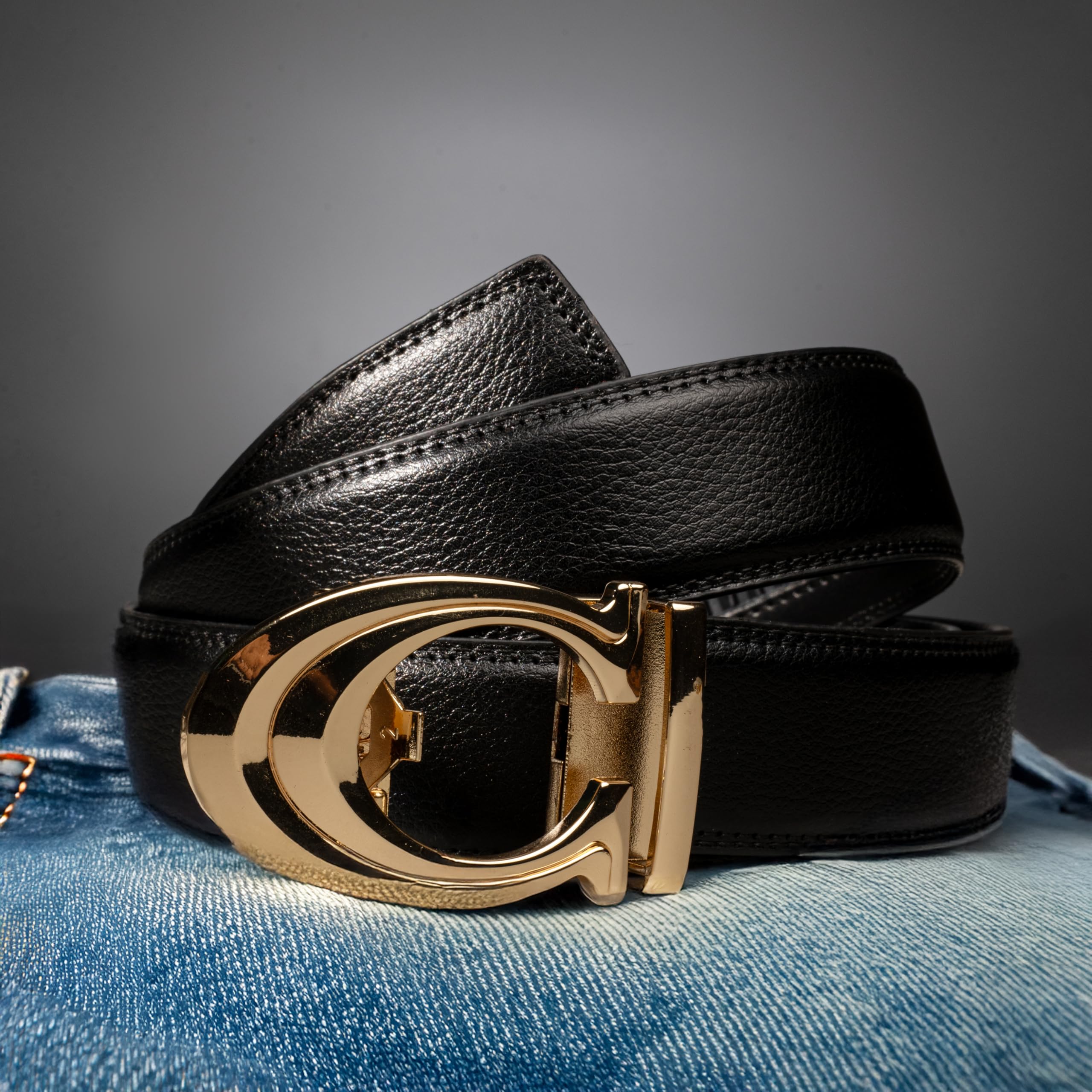 Contacts Gold Leather Belt for Men - Image 2