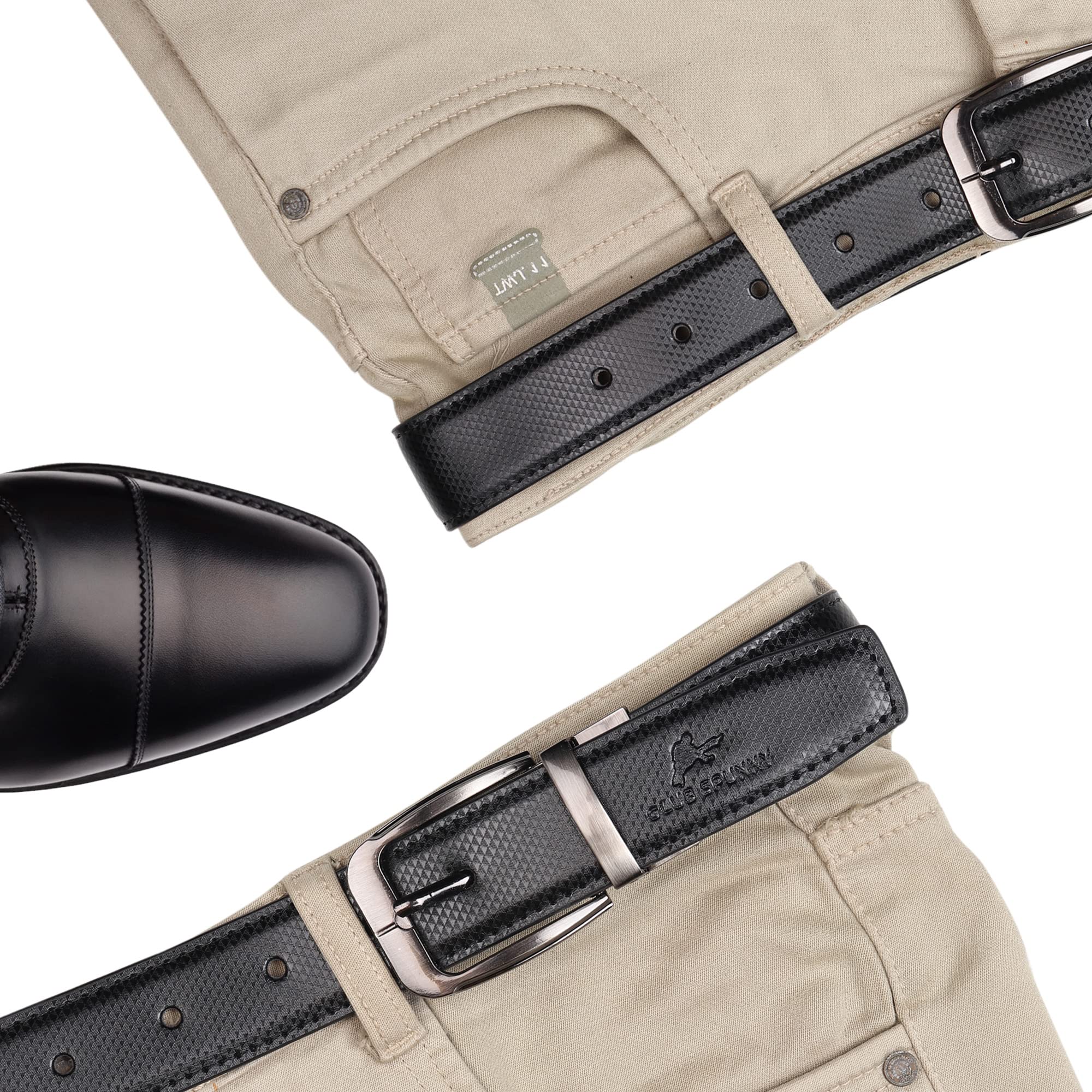 CLUB SPUNKY Reversible PU-Leather Belt for Men - Black & Brown - Image 3