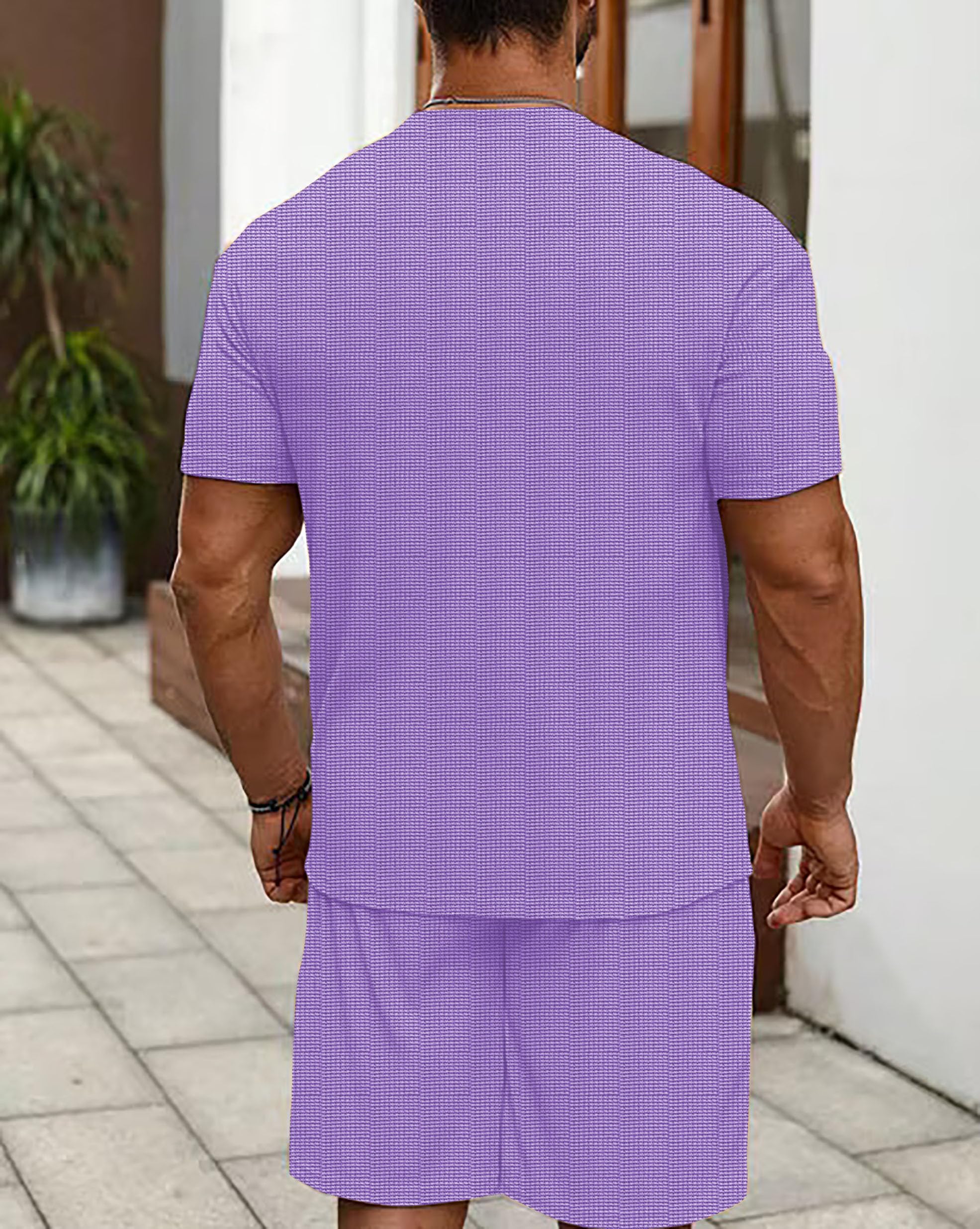 Vogaan Men T-Shirt and Shorts Set - Lavender - Image 2