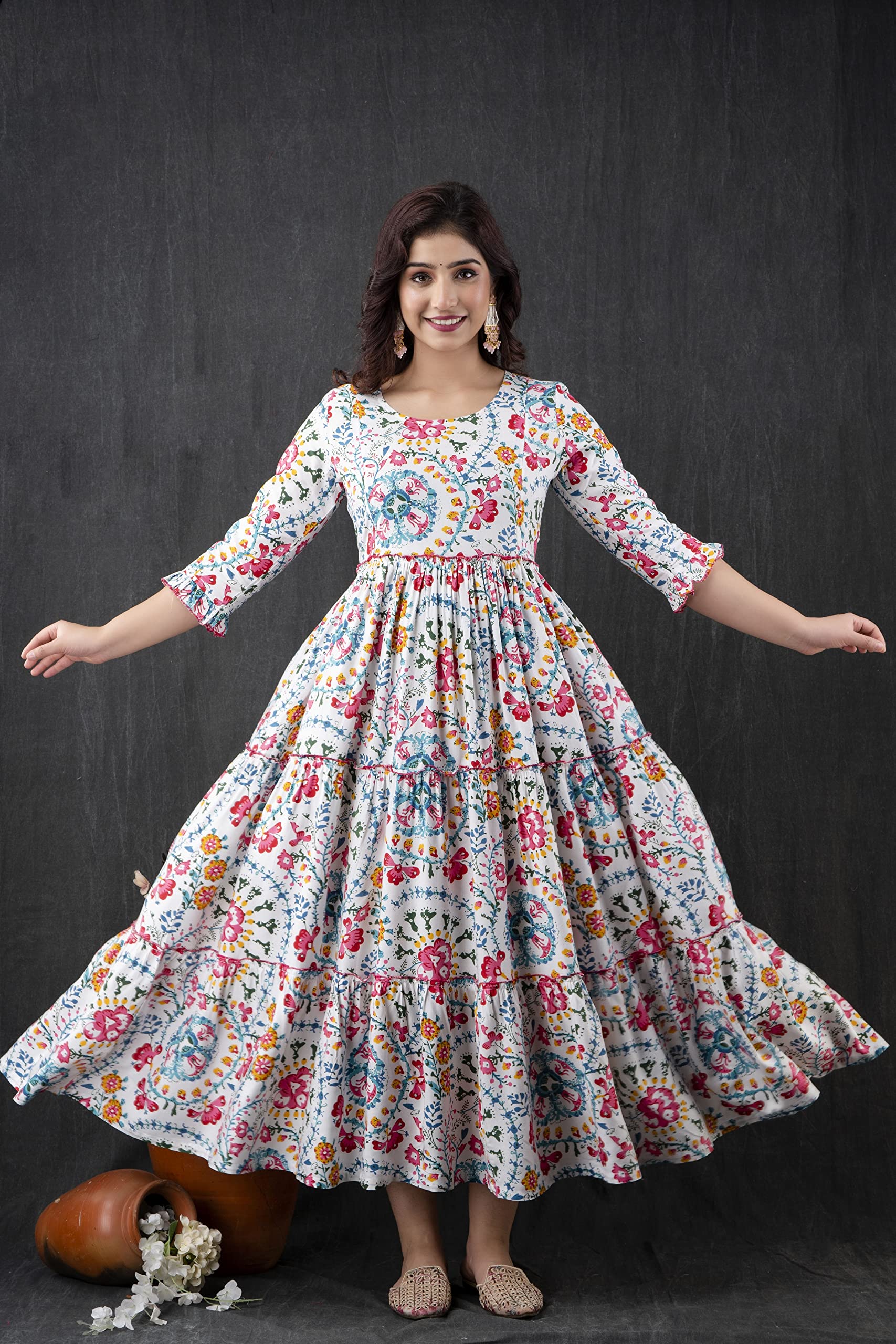 HENAL Anarkali Maternity Kurti - Multicolor - Image 4