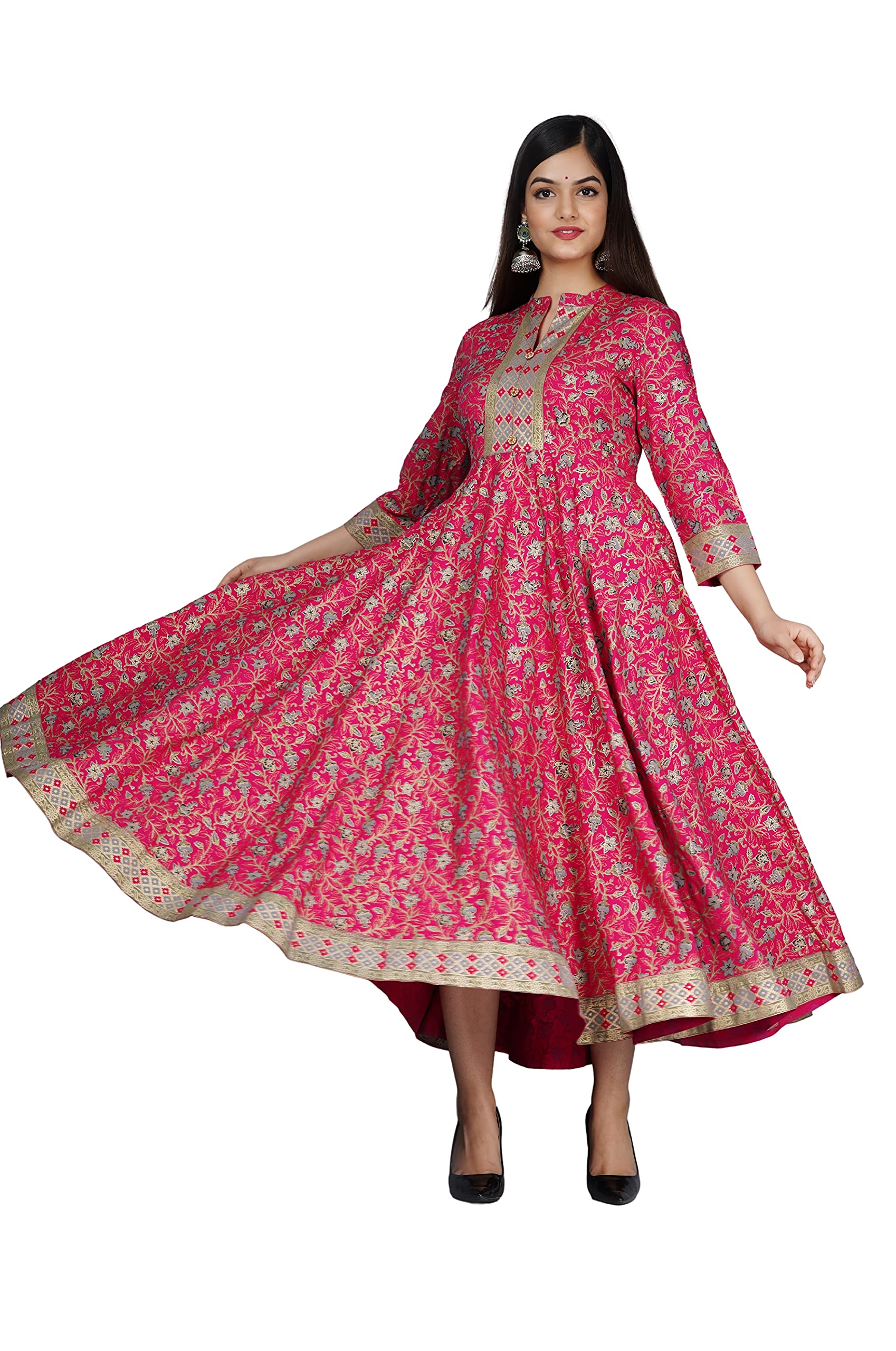 NEEMIYA Pink Printed Maxi Anarkali Kurta for Women - Image 5