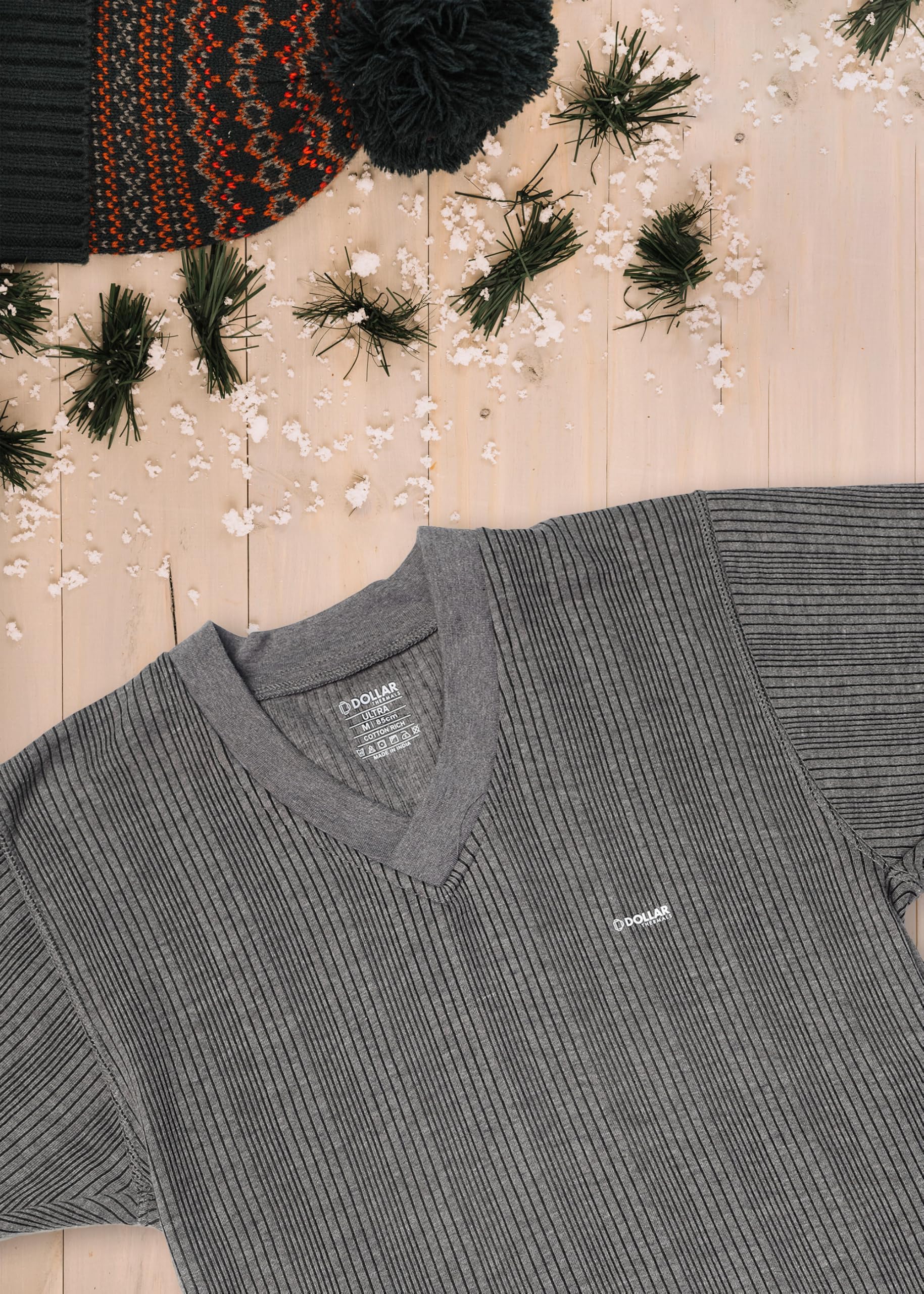 Dollar Mens Thermal V-Neck Top - Grey - Image 5